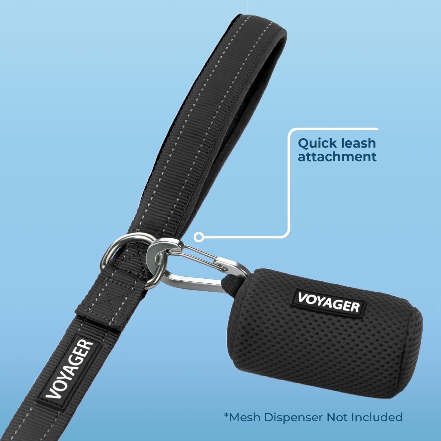 image:imageBest Pet Supplies Voyager Reflective Dog Leash or Collar with Neoprene Handle for Small Medium and Large Breed Puppies Cute and Heavy Duty for Walking Running and Training Blue Leash SLeash Black