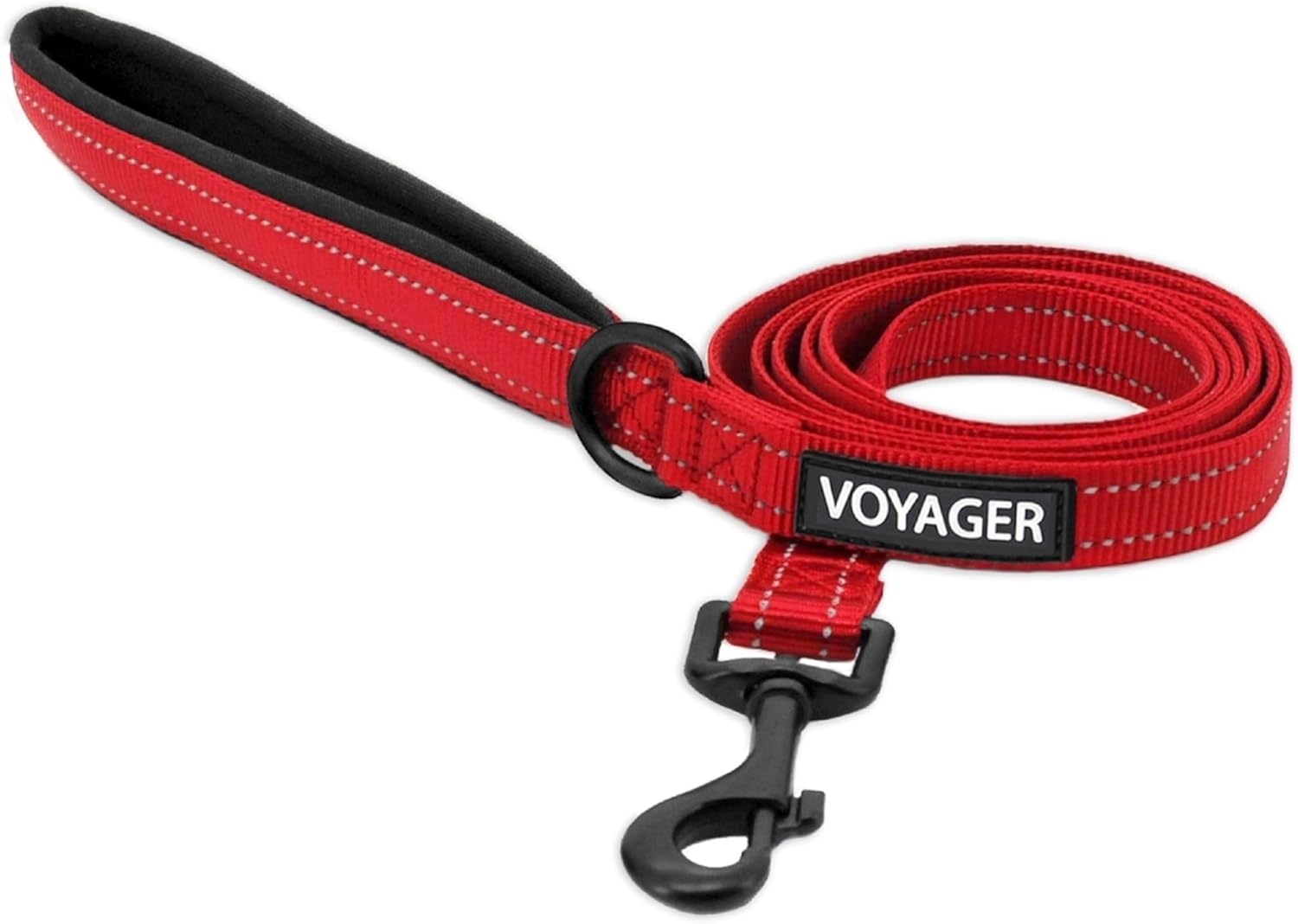 image:imageBest Pet Supplies Voyager Reflective Dog Leash or Collar with Neoprene Handle for Small Medium and Large Breed Puppies Cute and Heavy Duty for Walking Running and Training Blue Leash SLeash Red
