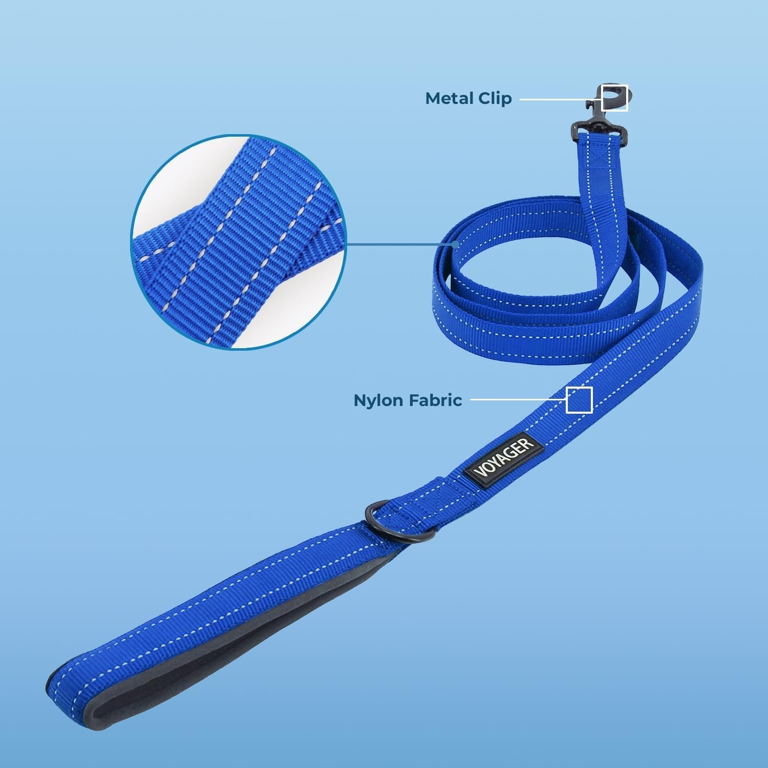 image:imageBest Pet Supplies Voyager Reflective Dog Leash or Collar with Neoprene Handle for Small Medium and Large Breed Puppies Cute and Heavy Duty for Walking Running and Training Blue Leash SLeash Royal Blue