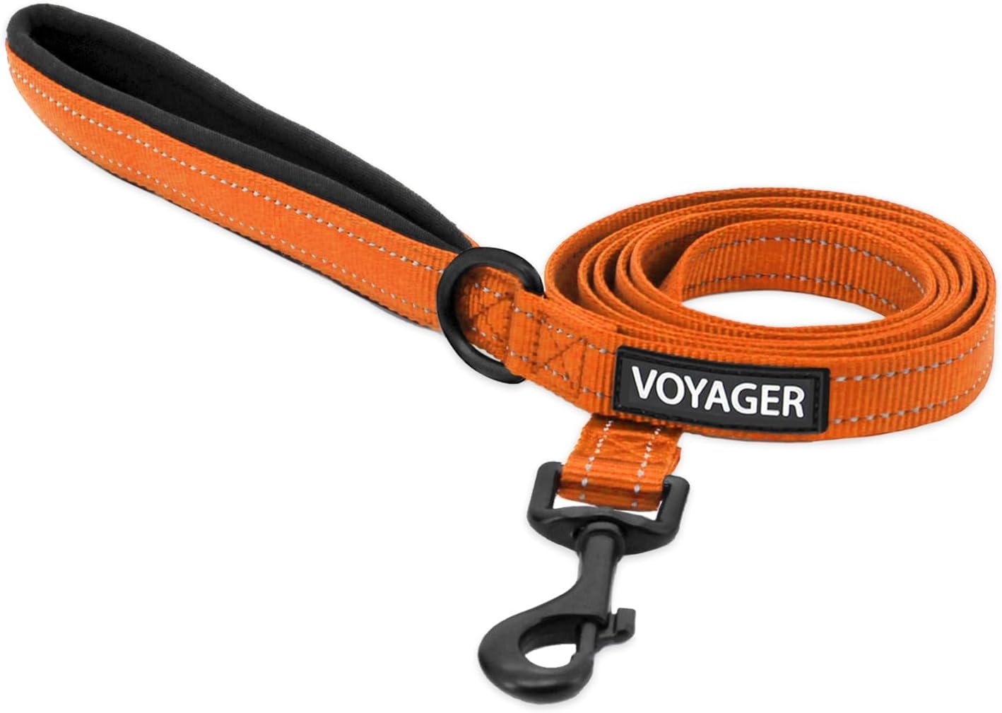 image:imageBest Pet Supplies Voyager Reflective Dog Leash or Collar with Neoprene Handle for Small Medium and Large Breed Puppies Cute and Heavy Duty for Walking Running and Training Blue Leash SLeash Orange