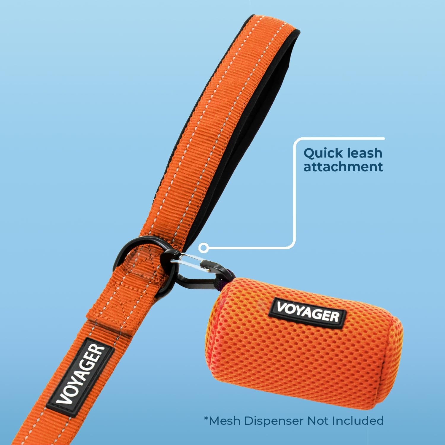 image:imageBest Pet Supplies Voyager Reflective Dog Leash or Collar with Neoprene Handle for Small Medium and Large Breed Puppies Cute and Heavy Duty for Walking Running and Training Blue Leash SLeash Orange