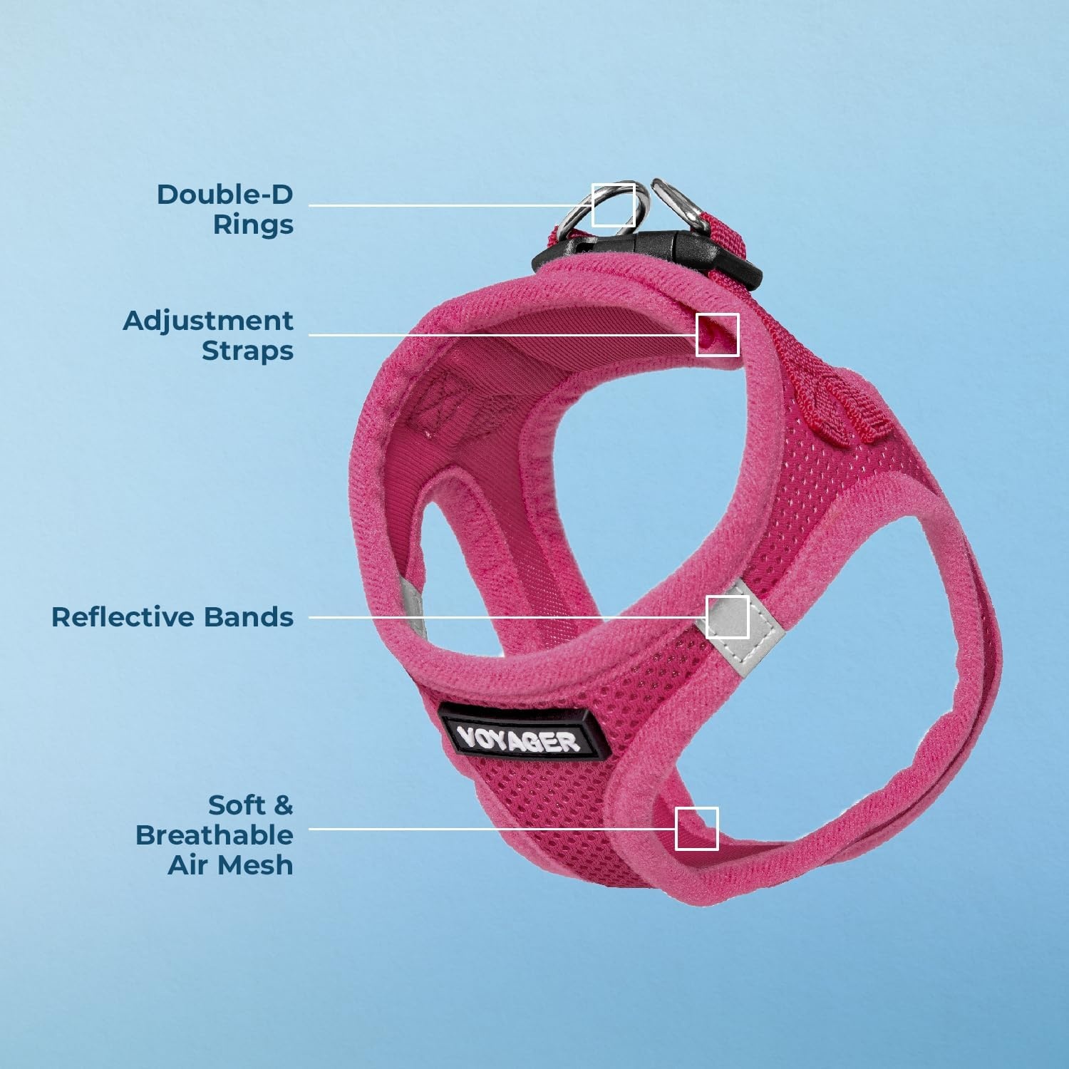 image:imageBest Pet Supplies Voyager Stepin Air Harness All Weather Mesh Reflective No Pull Harness for Dogs Cats Secure with Hook amp Loop Fastener Buckle Double DRings Fuchsia SHarness Fuchsia