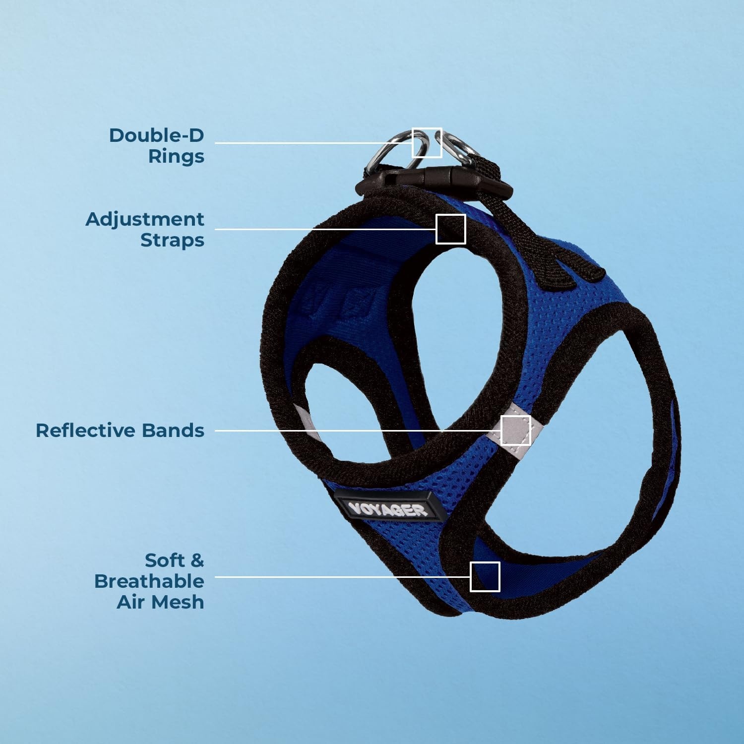 image:imageBest Pet Supplies Voyager Stepin Air Harness All Weather Mesh Reflective No Pull Harness for Dogs Cats Secure with Hook amp Loop Fastener Buckle Double DRings Fuchsia SHarness Royal BlueBlack Trim