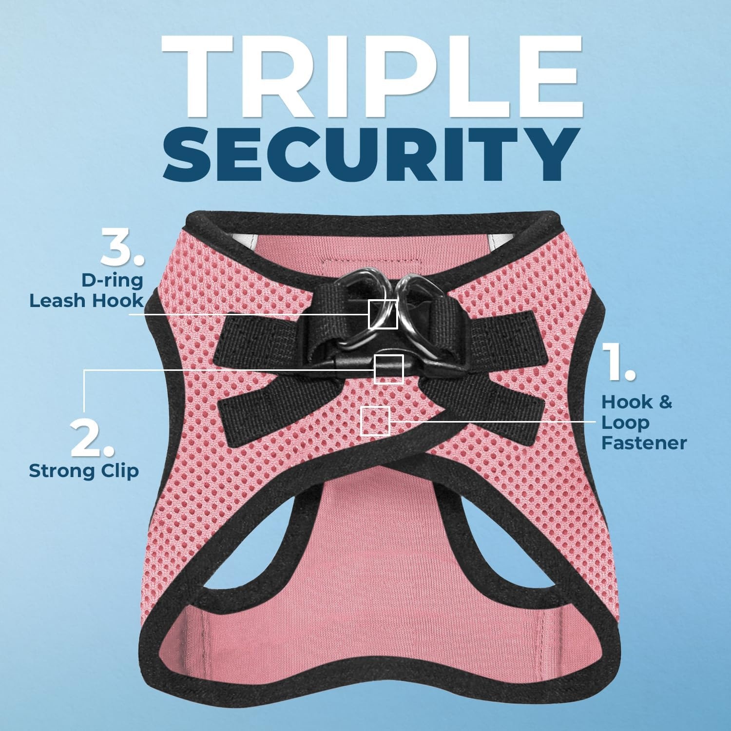 image:imageBest Pet Supplies Voyager Stepin Air Harness All Weather Mesh Reflective No Pull Harness for Dogs Cats Secure with Hook amp Loop Fastener Buckle Double DRings Fuchsia SHarness PinkBlack Trim