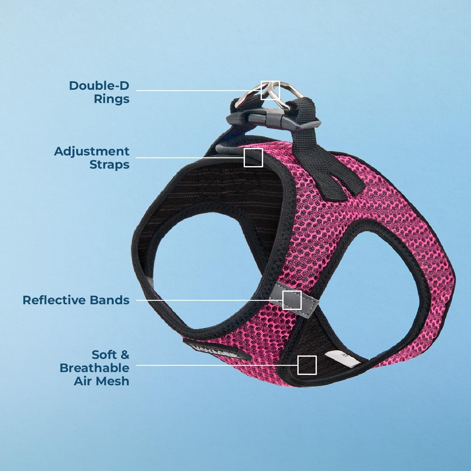 image:imageBest Pet Supplies Voyager Stepin Air Harness All Weather Mesh Reflective No Pull Harness for Dogs Cats Secure with Hook amp Loop Fastener Buckle Double DRings Fuchsia SHarness Fuchsia 2Tone