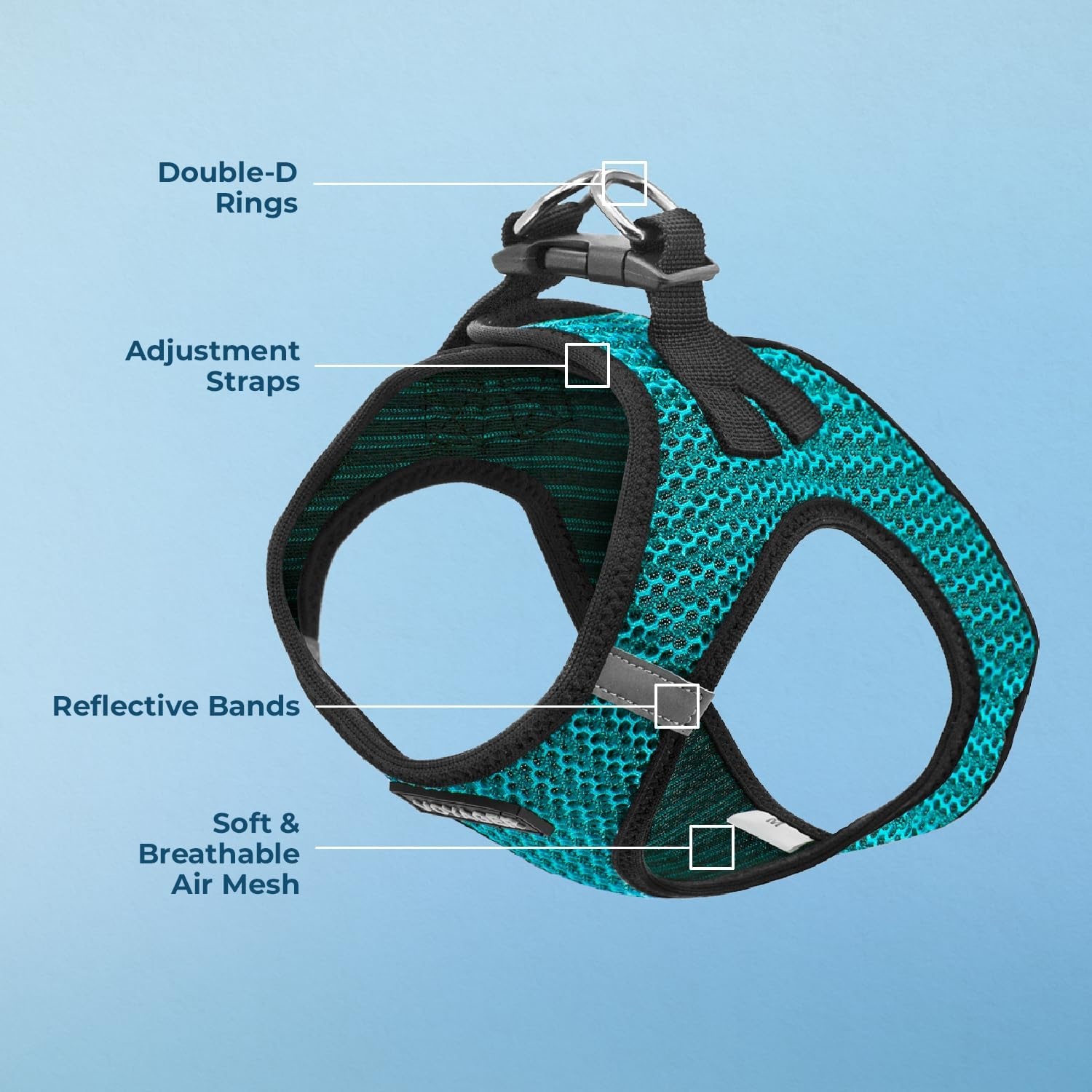 image:imageBest Pet Supplies Voyager Stepin Air Harness All Weather Mesh Reflective No Pull Harness for Dogs Cats Secure with Hook amp Loop Fastener Buckle Double DRings Fuchsia SHarness Turquoise 2Tone