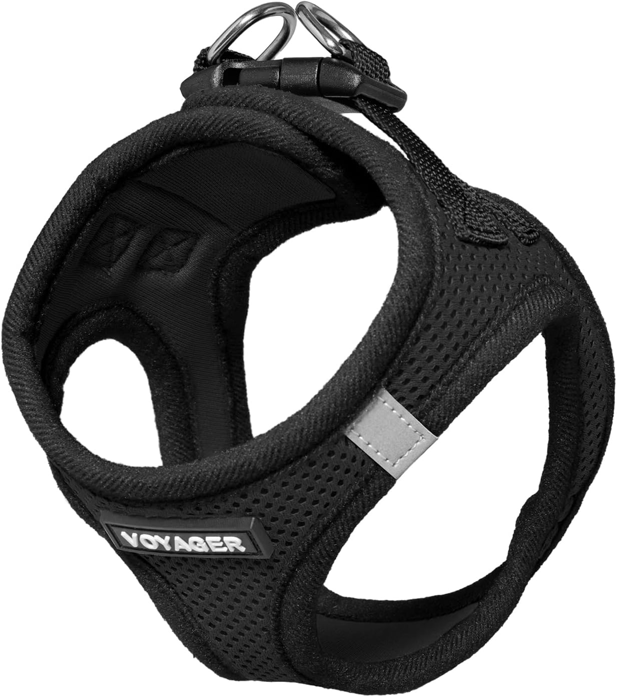 image:imageBest Pet Supplies Voyager Stepin Air Harness All Weather Mesh Reflective No Pull Harness for Dogs Cats Secure with Hook amp Loop Fastener Buckle Double DRings Fuchsia SHarness Black