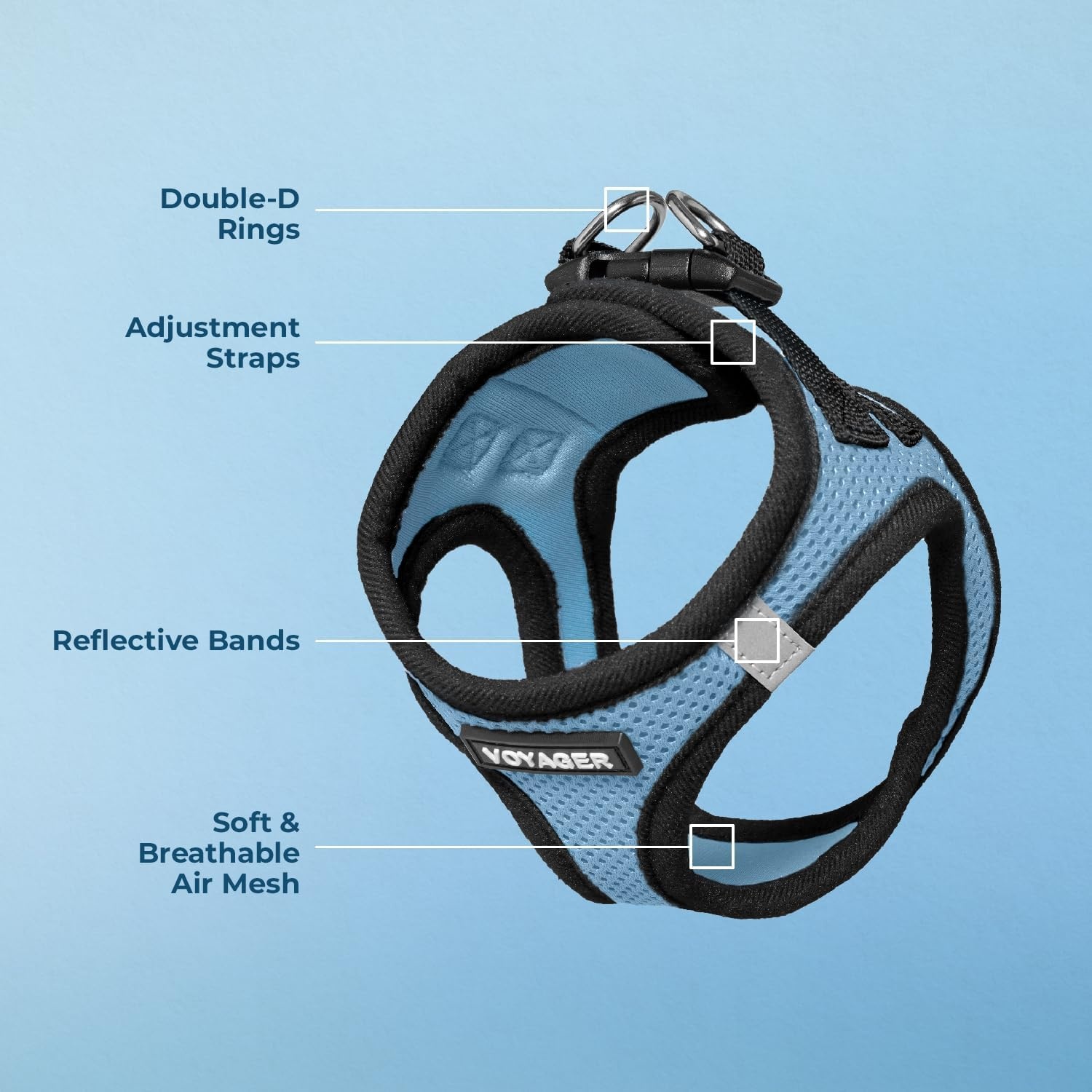image:imageBest Pet Supplies Voyager Stepin Air Harness All Weather Mesh Reflective No Pull Harness for Dogs Cats Secure with Hook amp Loop Fastener Buckle Double DRings Fuchsia SHarness Baby BlueBlack Trim
