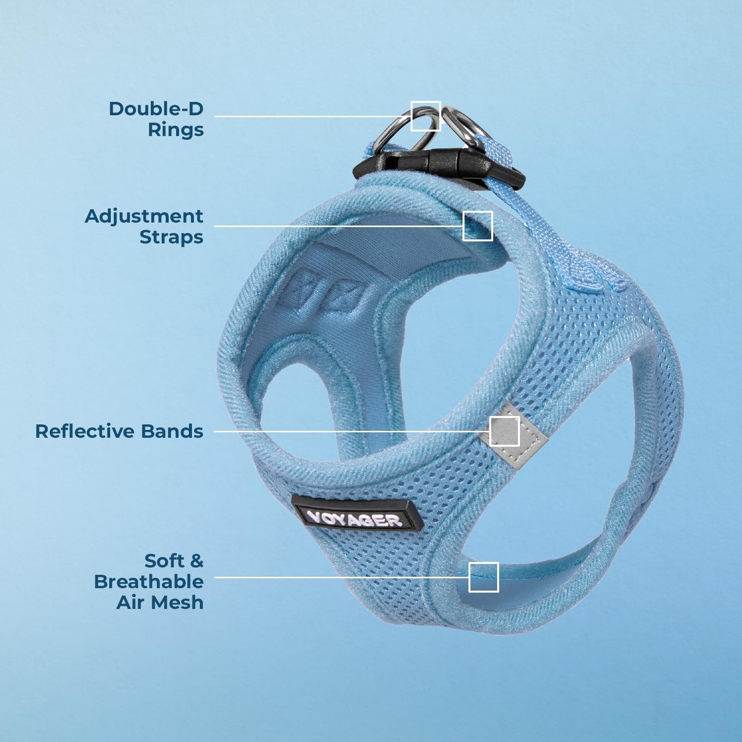 image:imageBest Pet Supplies Voyager Stepin Air Harness All Weather Mesh Reflective No Pull Harness for Dogs Cats Secure with Hook amp Loop Fastener Buckle Double DRings Fuchsia SHarness Baby Blue