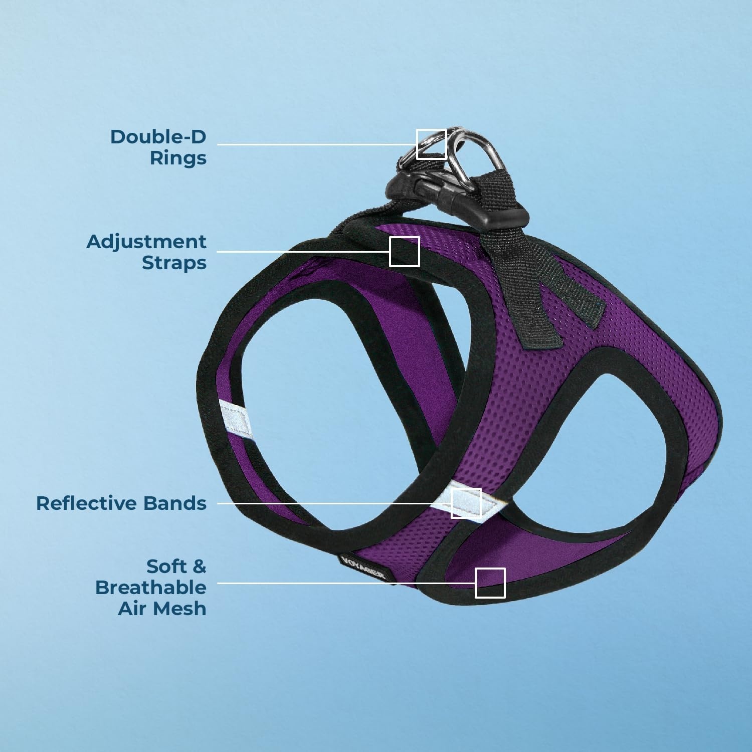 image:imageBest Pet Supplies Voyager Stepin Air Harness All Weather Mesh Reflective No Pull Harness for Dogs Cats Secure with Hook amp Loop Fastener Buckle Double DRings Fuchsia SHarness PurpleBlack Trim