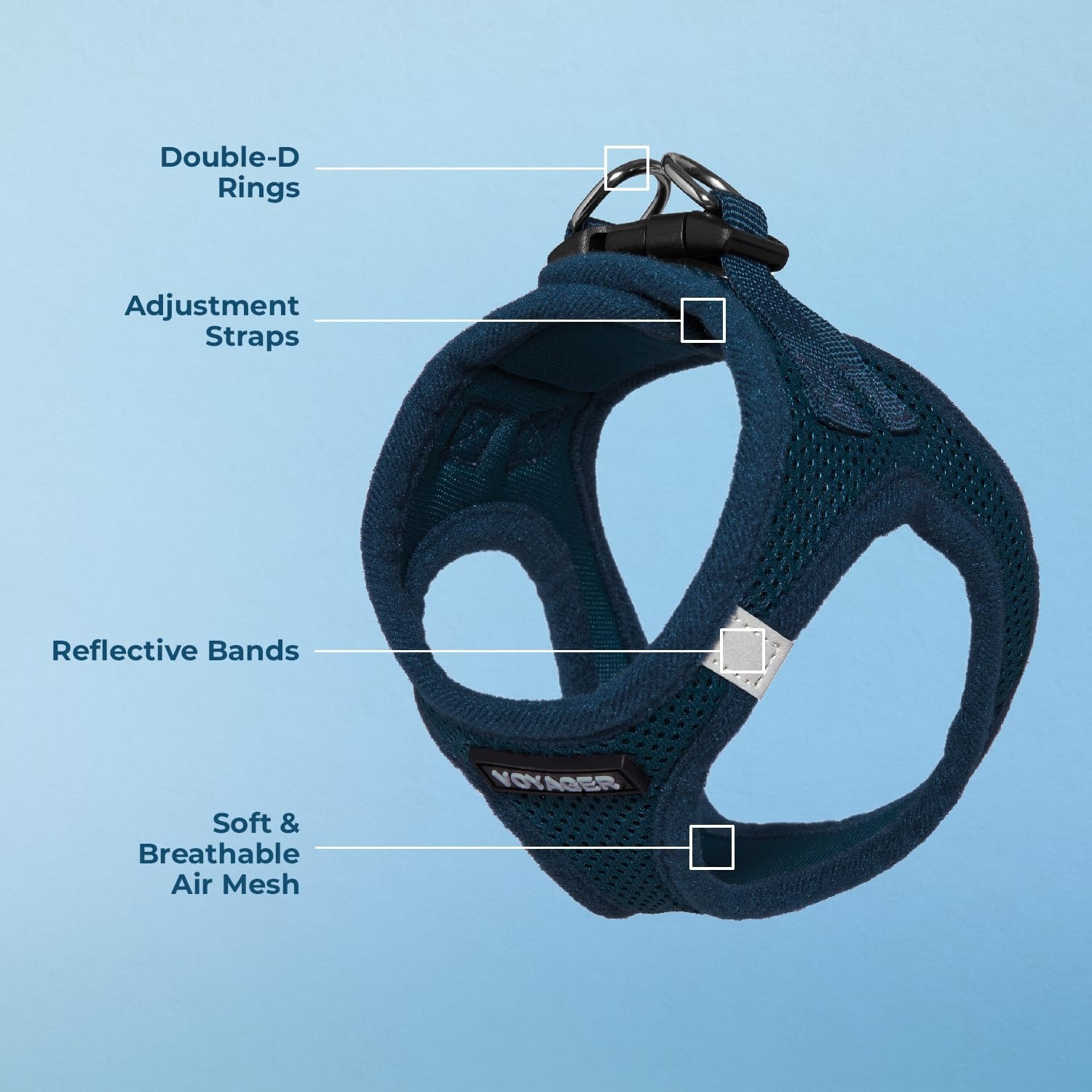 image:imageBest Pet Supplies Voyager Stepin Air Harness All Weather Mesh Reflective No Pull Harness for Dogs Cats Secure with Hook amp Loop Fastener Buckle Double DRings Fuchsia SHarness Blue