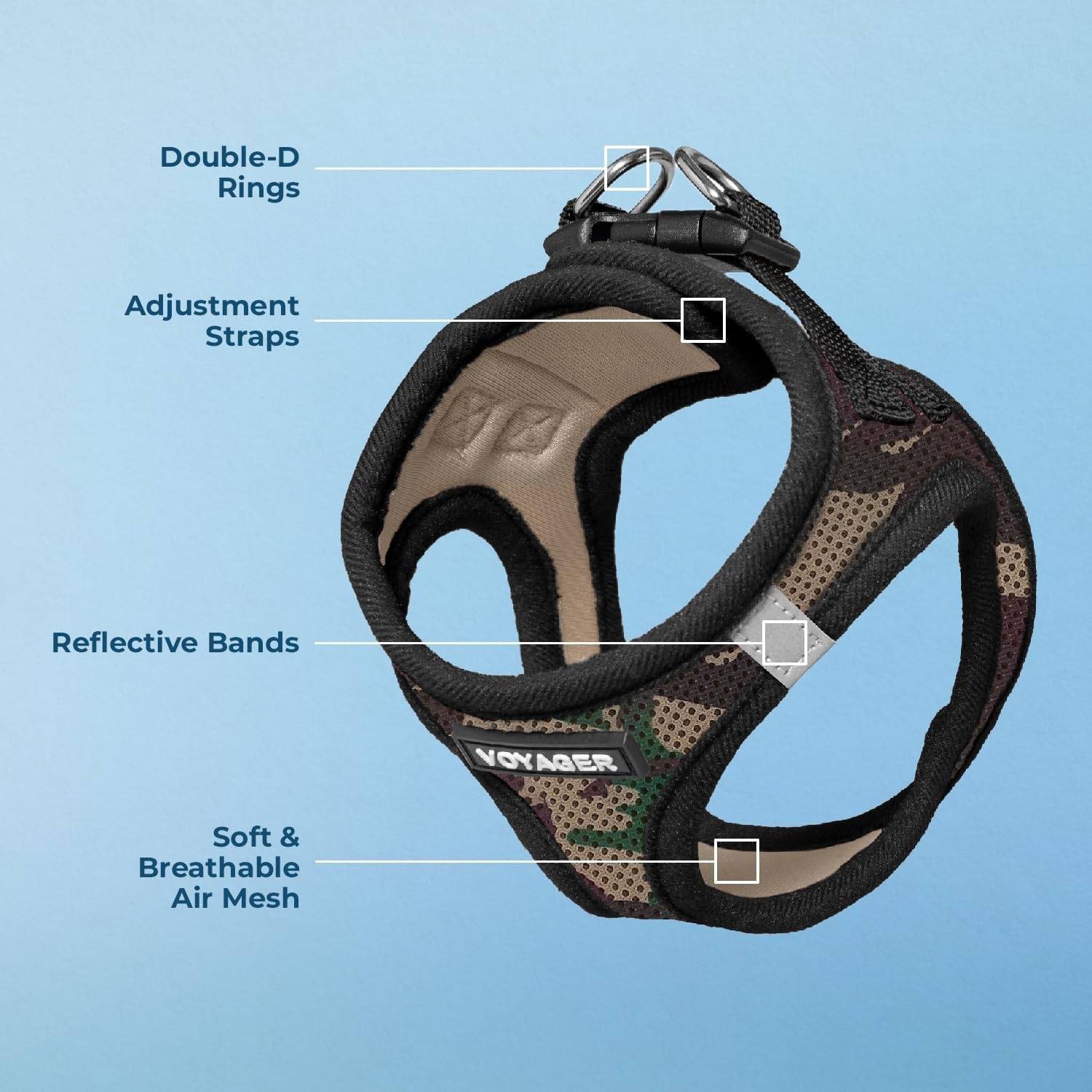 image:imageBest Pet Supplies Voyager Stepin Air Harness All Weather Mesh Reflective No Pull Harness for Dogs Cats Secure with Hook amp Loop Fastener Buckle Double DRings Fuchsia SHarness ArmyBlack Trim