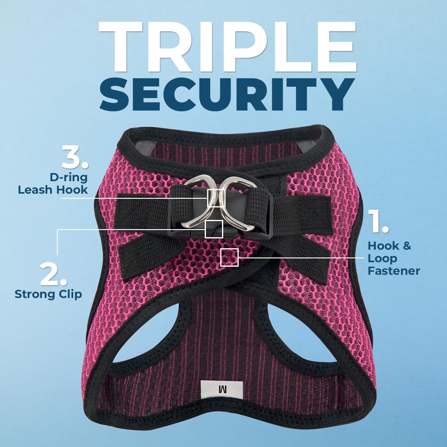 image:imageBest Pet Supplies Voyager Stepin Air Harness All Weather Mesh Reflective No Pull Harness for Dogs Cats Secure with Hook amp Loop Fastener Buckle Double DRings Fuchsia SHarness Fuchsia 2Tone