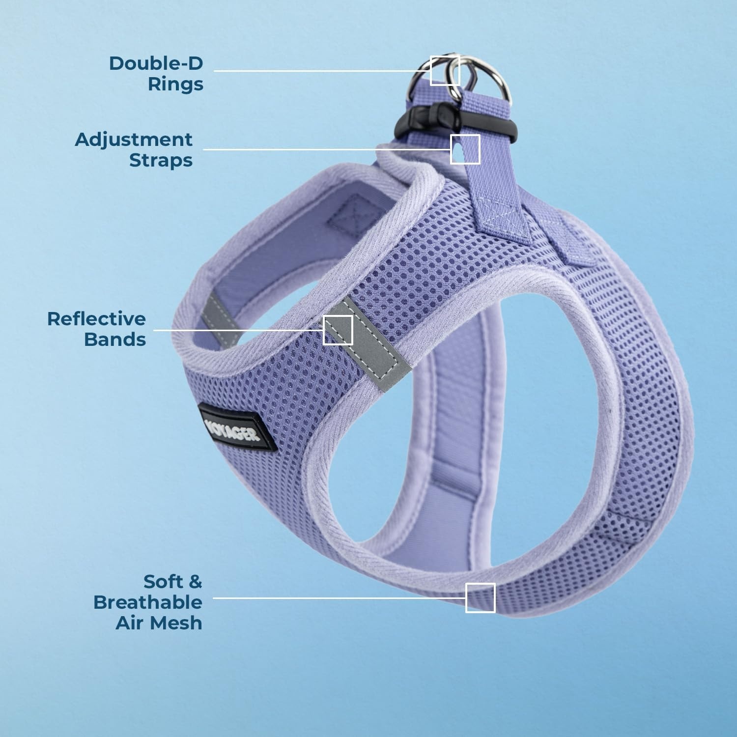 image:imageBest Pet Supplies Voyager Stepin Air Harness All Weather Mesh Reflective No Pull Harness for Dogs Cats Secure with Hook amp Loop Fastener Buckle Double DRings Fuchsia SHarness Lavender