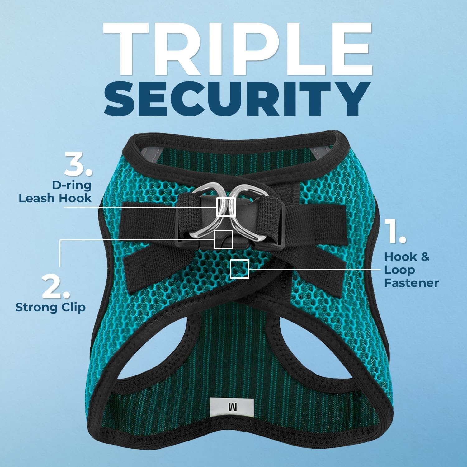 image:imageBest Pet Supplies Voyager Stepin Air Harness All Weather Mesh Reflective No Pull Harness for Dogs Cats Secure with Hook amp Loop Fastener Buckle Double DRings Fuchsia SHarness Turquoise 2Tone