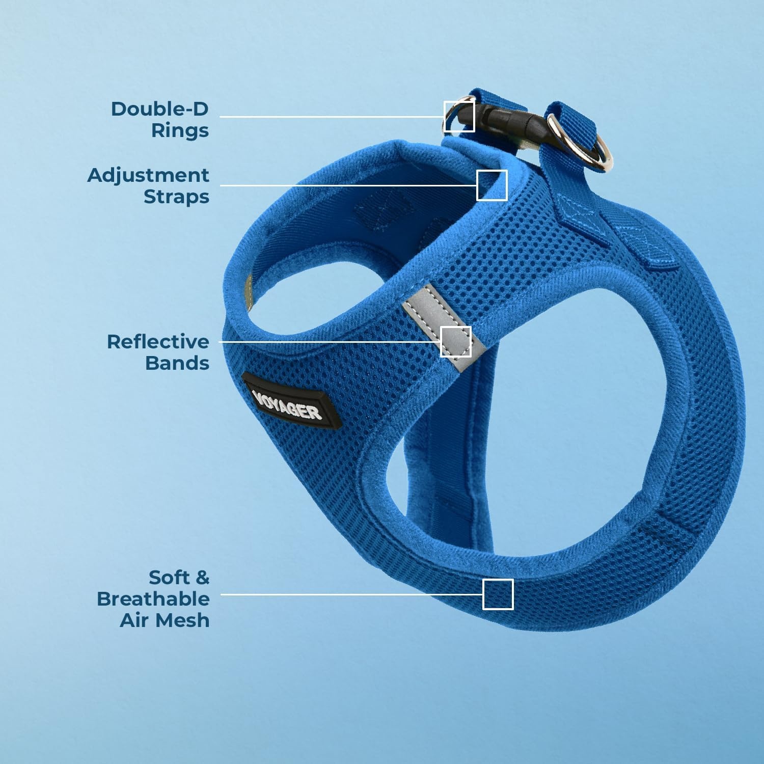 image:imageBest Pet Supplies Voyager Stepin Air Harness All Weather Mesh Reflective No Pull Harness for Dogs Cats Secure with Hook amp Loop Fastener Buckle Double DRings Fuchsia SHarness Royal Blue