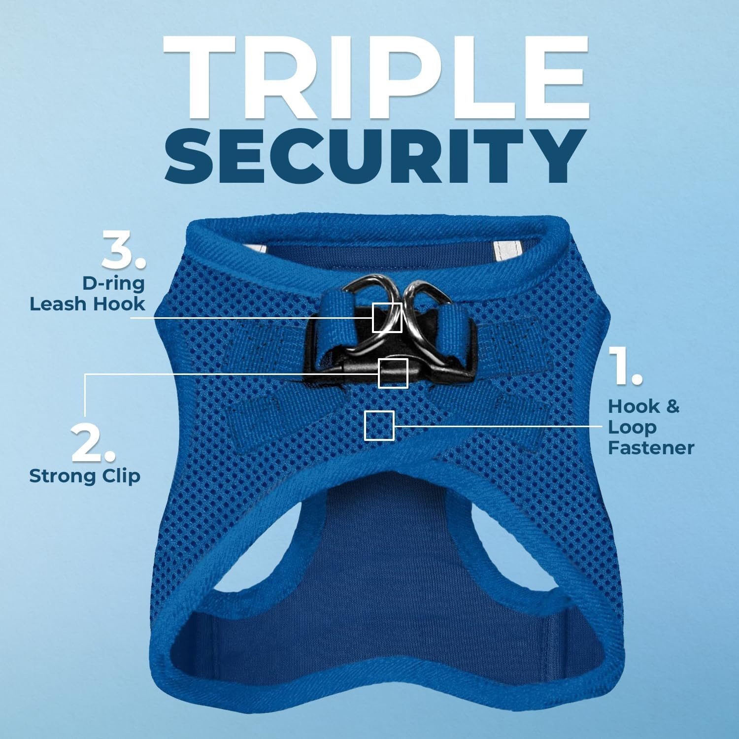 image:imageBest Pet Supplies Voyager Stepin Air Harness All Weather Mesh Reflective No Pull Harness for Dogs Cats Secure with Hook amp Loop Fastener Buckle Double DRings Fuchsia SHarness Royal Blue