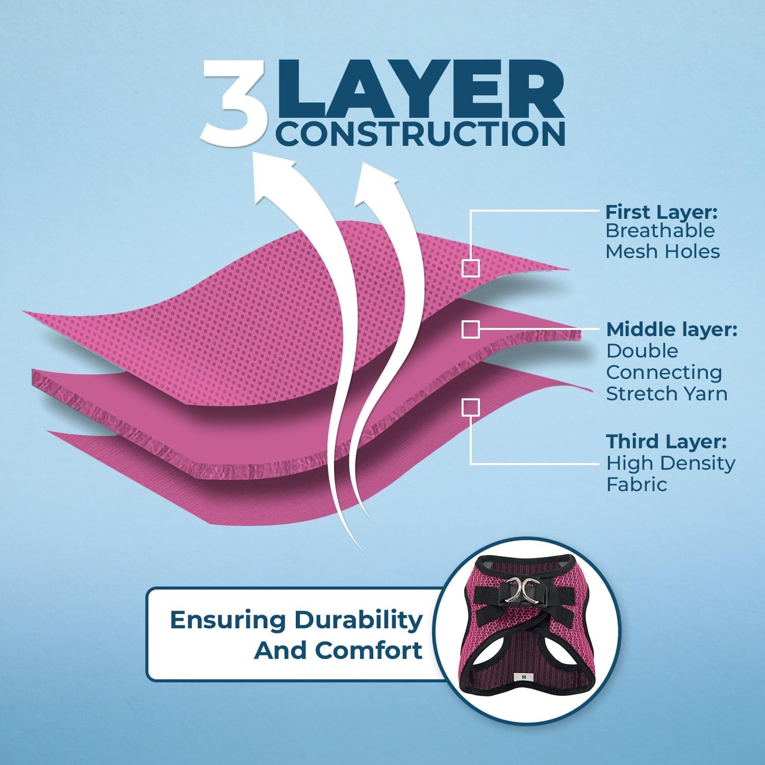 image:imageBest Pet Supplies Voyager Stepin Air Harness All Weather Mesh Reflective No Pull Harness for Dogs Cats Secure with Hook amp Loop Fastener Buckle Double DRings Fuchsia SHarness Fuchsia 2Tone
