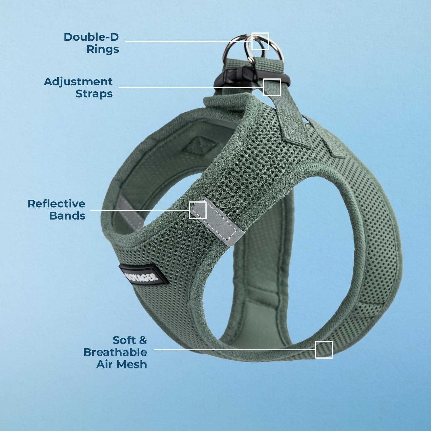 image:imageBest Pet Supplies Voyager Stepin Air Harness All Weather Mesh Reflective No Pull Harness for Dogs Cats Secure with Hook amp Loop Fastener Buckle Double DRings Fuchsia SHarness Moss Green