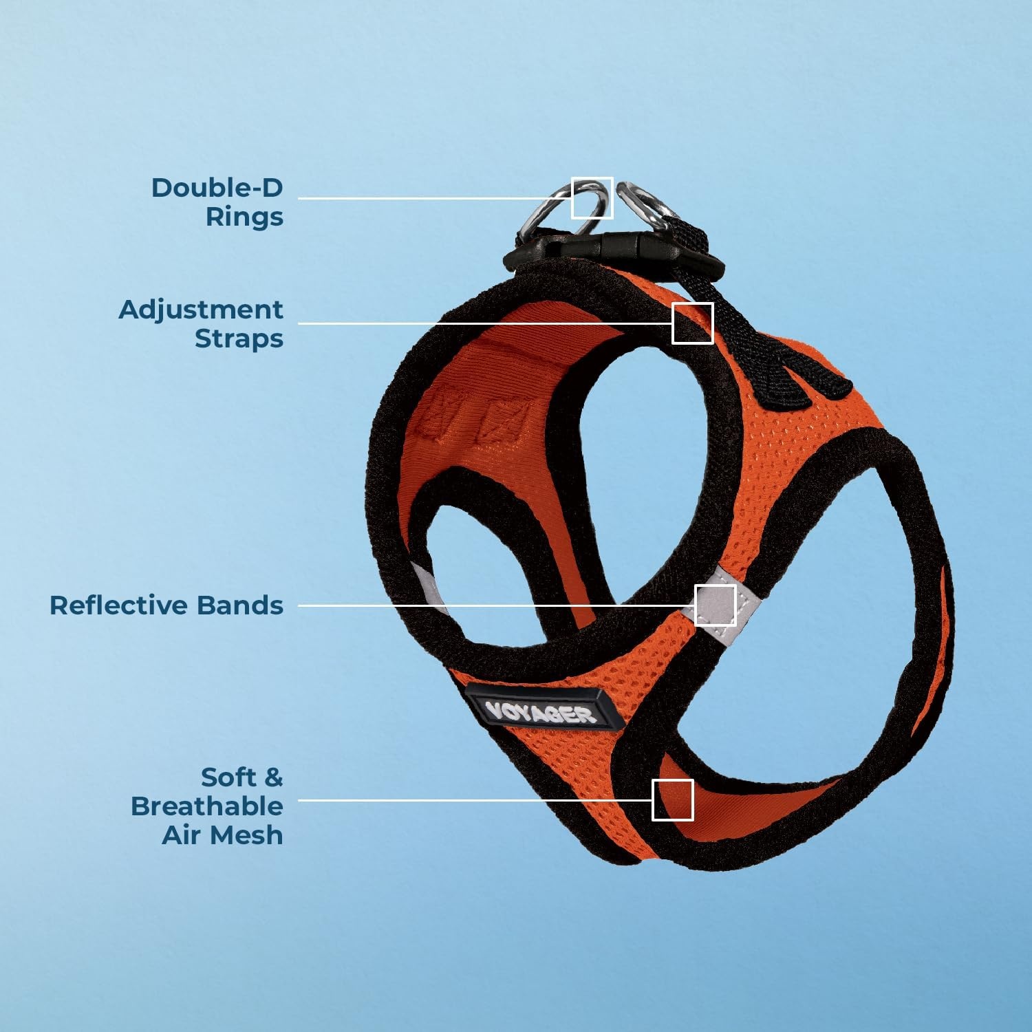 image:imageBest Pet Supplies Voyager Stepin Air Harness All Weather Mesh Reflective No Pull Harness for Dogs Cats Secure with Hook amp Loop Fastener Buckle Double DRings Fuchsia SHarness OrangeBlack Trim