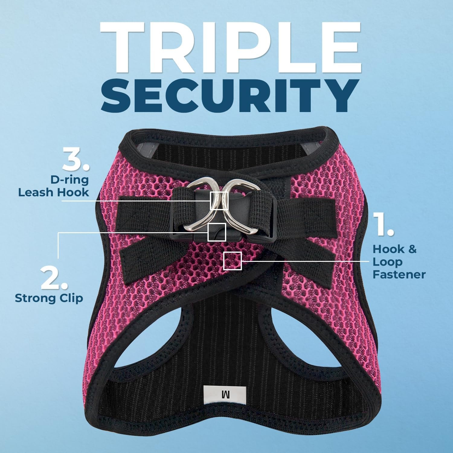 image:imageBest Pet Supplies Voyager Stepin Air Harness All Weather Mesh Reflective No Pull Harness for Dogs Cats Secure with Hook amp Loop Fastener Buckle Double DRings Fuchsia SHarness Fuchsia 2Tone