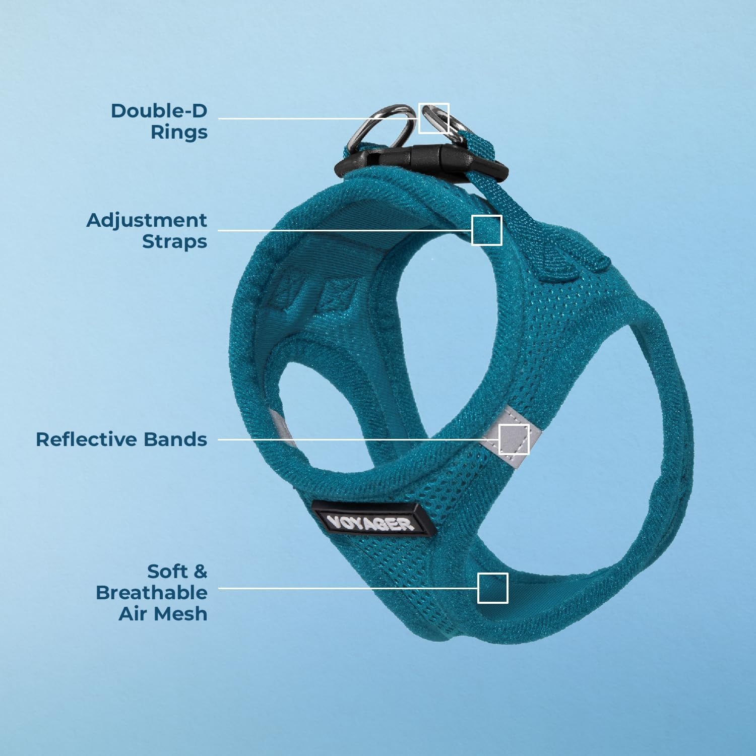 image:imageBest Pet Supplies Voyager Stepin Air Harness All Weather Mesh Reflective No Pull Harness for Dogs Cats Secure with Hook amp Loop Fastener Buckle Double DRings Fuchsia SHarness Turquoise
