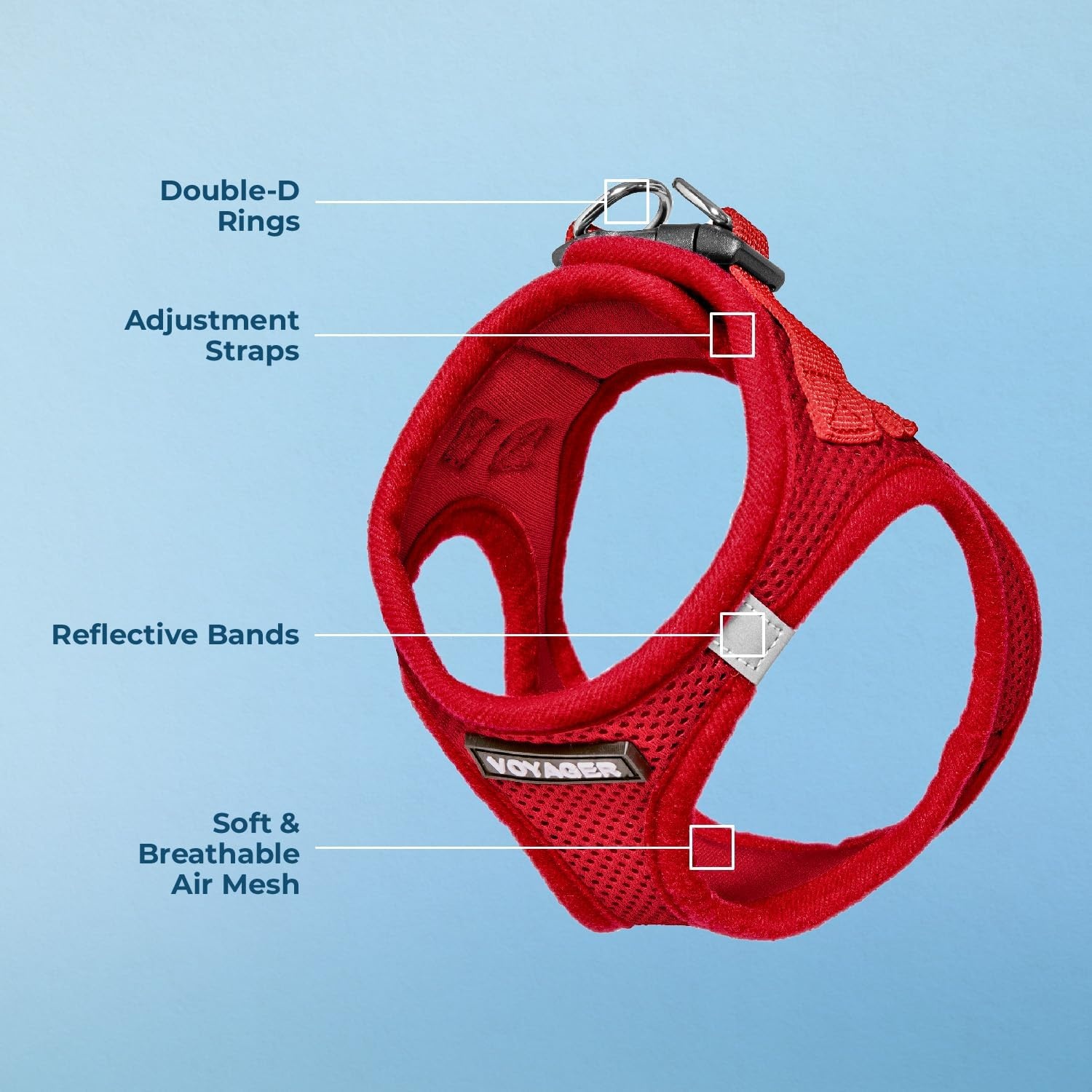image:imageBest Pet Supplies Voyager Stepin Air Harness All Weather Mesh Reflective No Pull Harness for Dogs Cats Secure with Hook amp Loop Fastener Buckle Double DRings Fuchsia SHarness Red