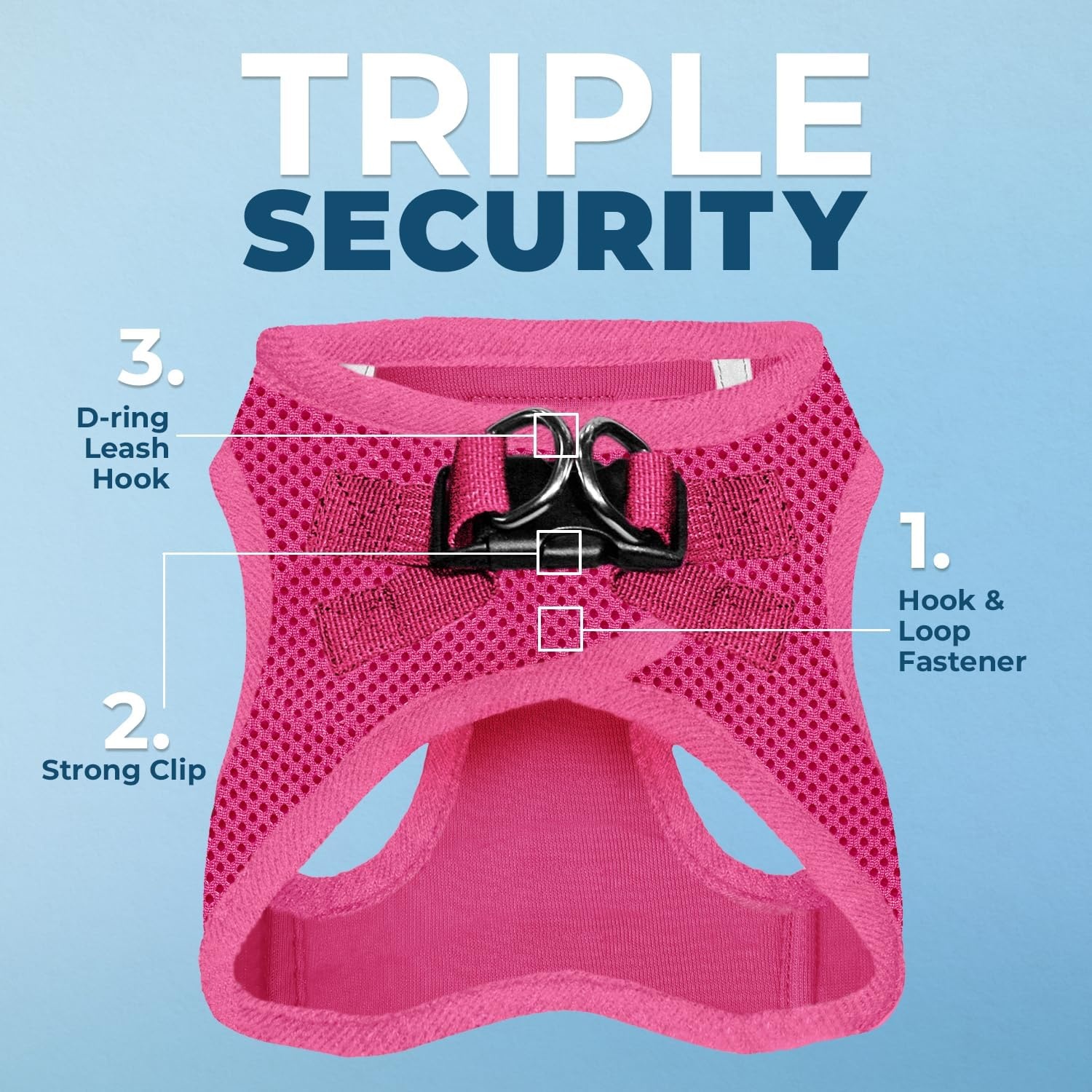 image:imageBest Pet Supplies Voyager Stepin Air Harness All Weather Mesh Reflective No Pull Harness for Dogs Cats Secure with Hook amp Loop Fastener Buckle Double DRings Fuchsia SHarness Fuchsia