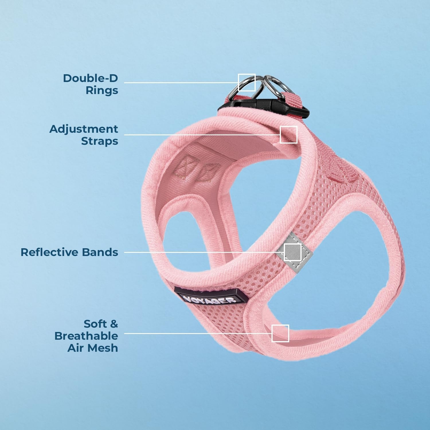image:imageBest Pet Supplies Voyager Stepin Air Harness All Weather Mesh Reflective No Pull Harness for Dogs Cats Secure with Hook amp Loop Fastener Buckle Double DRings Fuchsia SHarness Pink