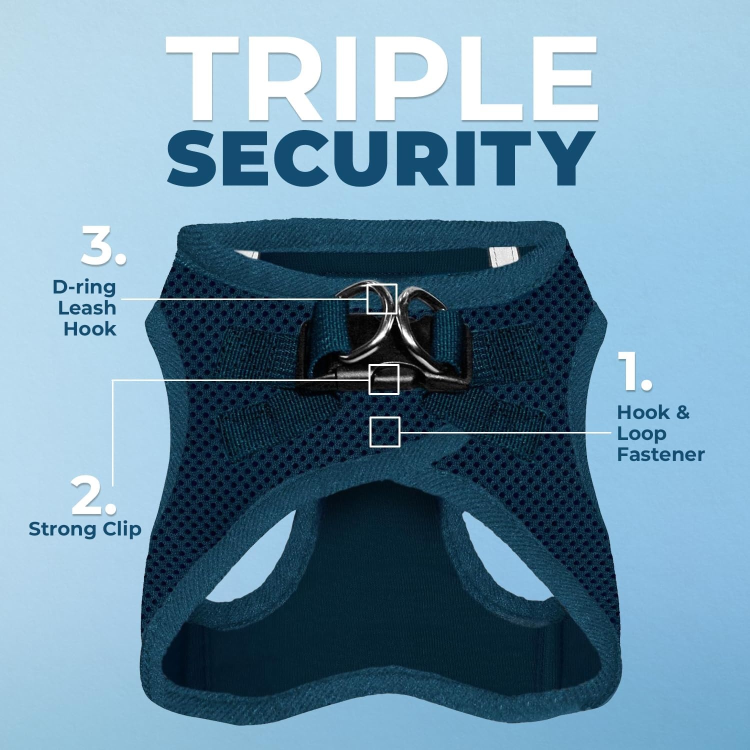 image:imageBest Pet Supplies Voyager Stepin Air Harness All Weather Mesh Reflective No Pull Harness for Dogs Cats Secure with Hook amp Loop Fastener Buckle Double DRings Fuchsia SHarness Blue