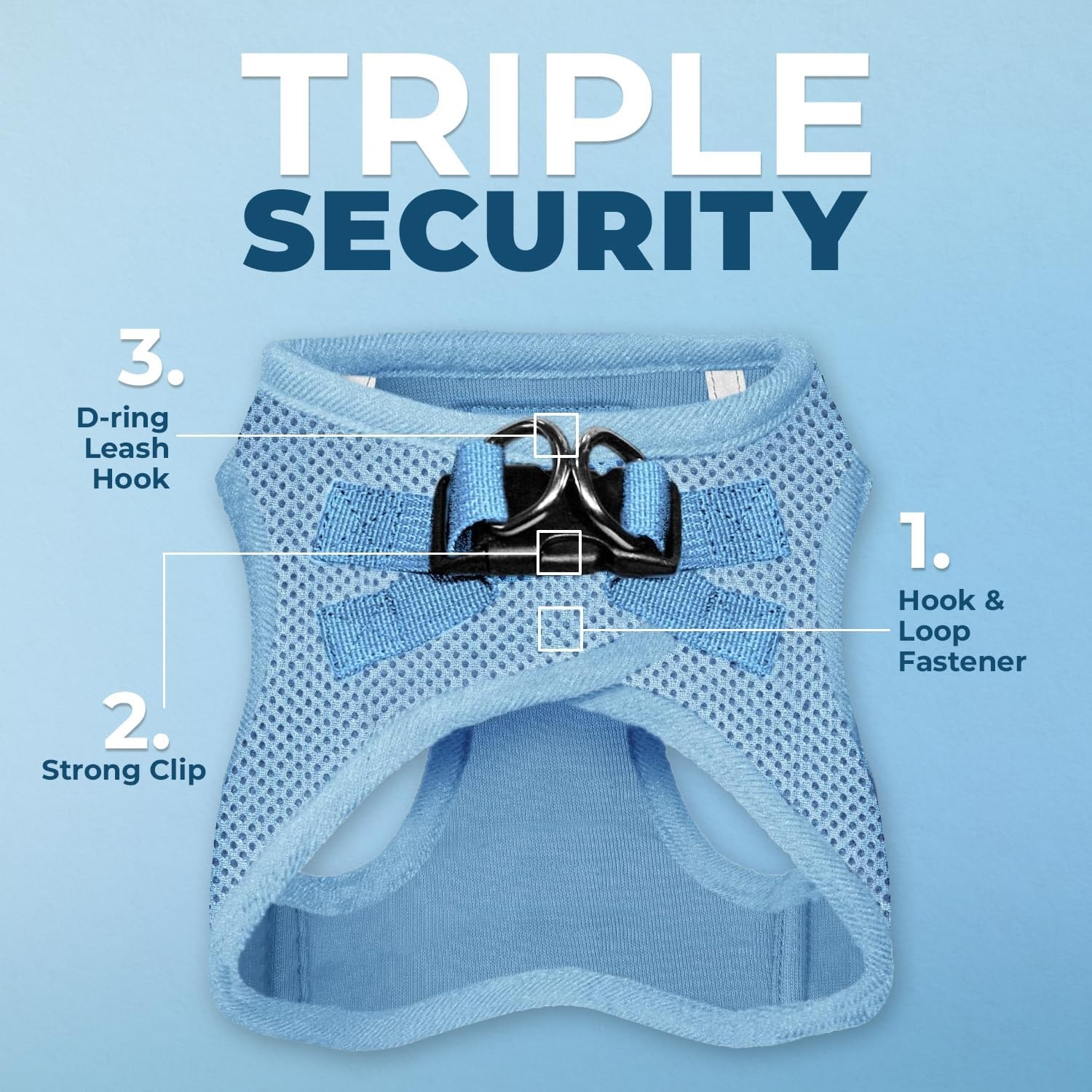 image:imageBest Pet Supplies Voyager Stepin Air Harness All Weather Mesh Reflective No Pull Harness for Dogs Cats Secure with Hook amp Loop Fastener Buckle Double DRings Fuchsia SHarness Baby Blue