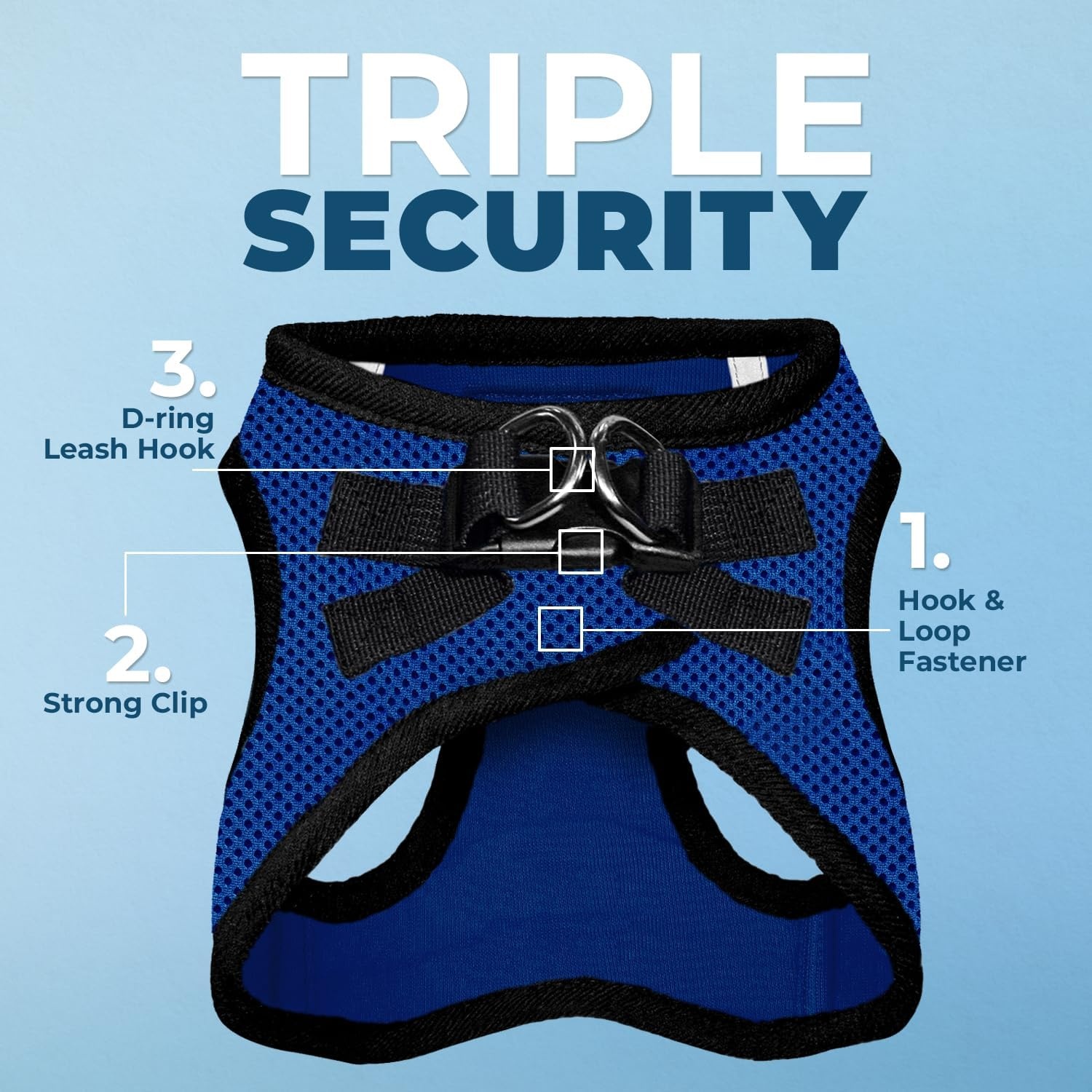 image:imageBest Pet Supplies Voyager Stepin Air Harness All Weather Mesh Reflective No Pull Harness for Dogs Cats Secure with Hook amp Loop Fastener Buckle Double DRings Fuchsia SHarness Royal BlueBlack Trim
