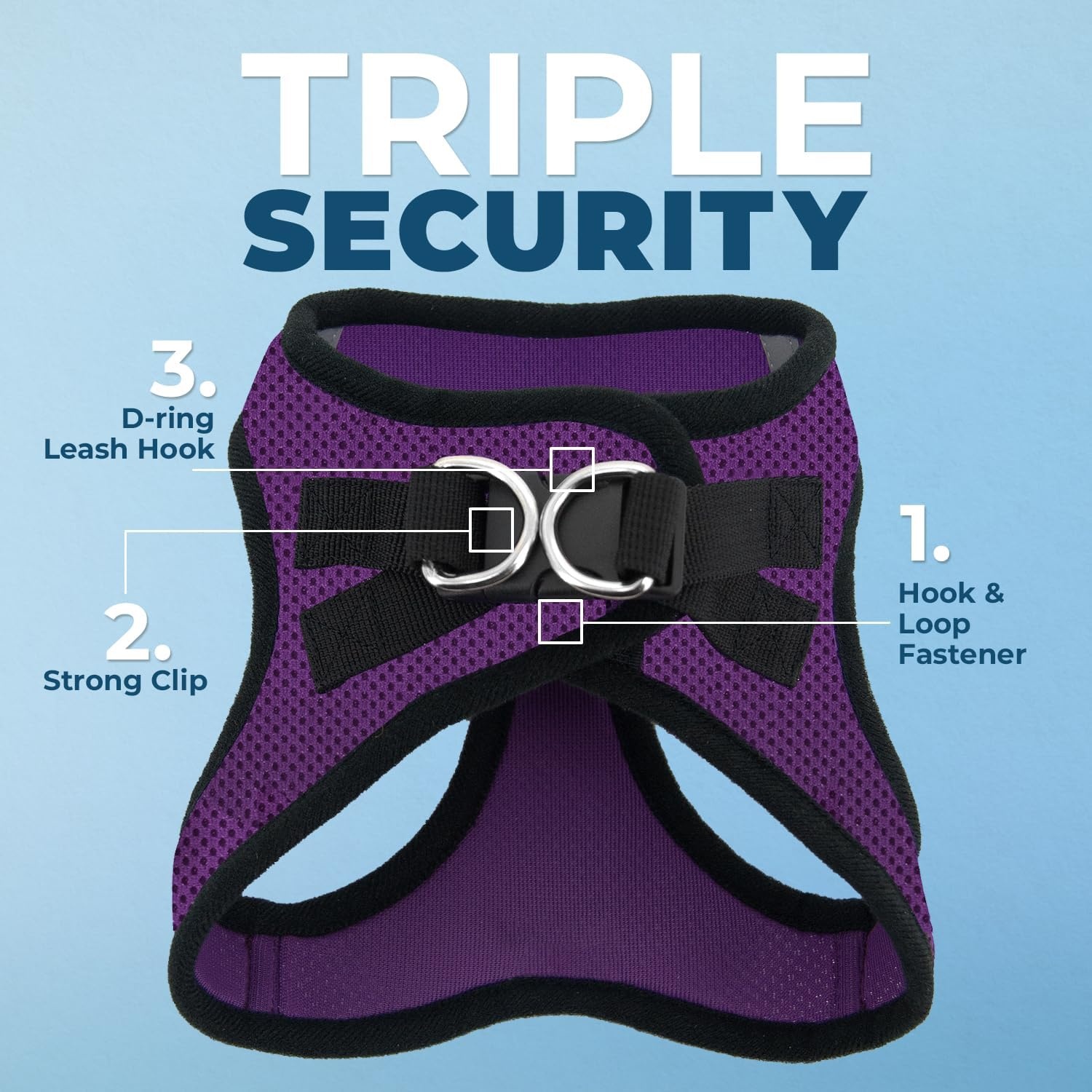 image:imageBest Pet Supplies Voyager Stepin Air Harness All Weather Mesh Reflective No Pull Harness for Dogs Cats Secure with Hook amp Loop Fastener Buckle Double DRings Fuchsia SHarness PurpleBlack Trim