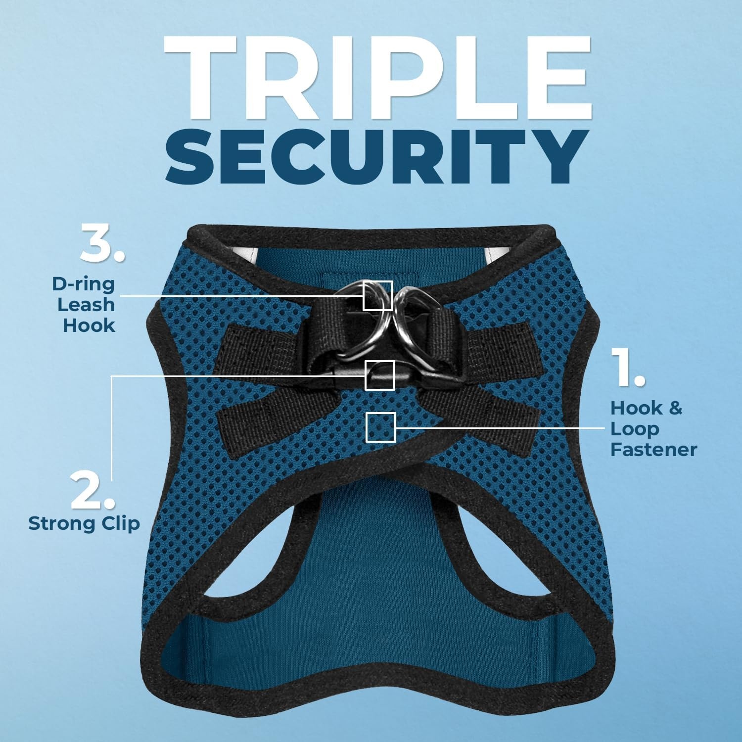 image:imageBest Pet Supplies Voyager Stepin Air Harness All Weather Mesh Reflective No Pull Harness for Dogs Cats Secure with Hook amp Loop Fastener Buckle Double DRings Fuchsia SHarness BlueBlack Trim