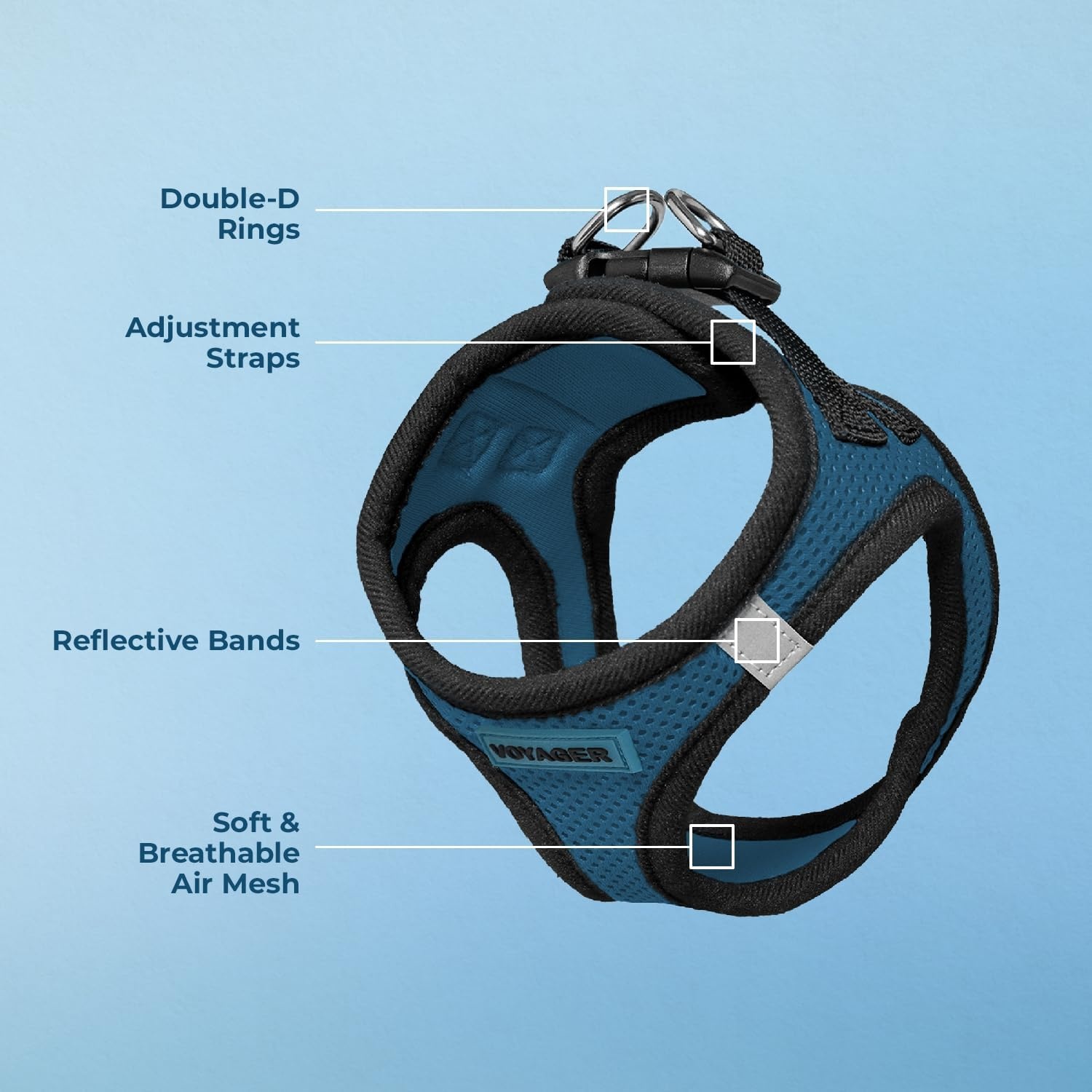 image:imageBest Pet Supplies Voyager Stepin Air Harness All Weather Mesh Reflective No Pull Harness for Dogs Cats Secure with Hook amp Loop Fastener Buckle Double DRings Fuchsia SHarness BlueBlack Trim