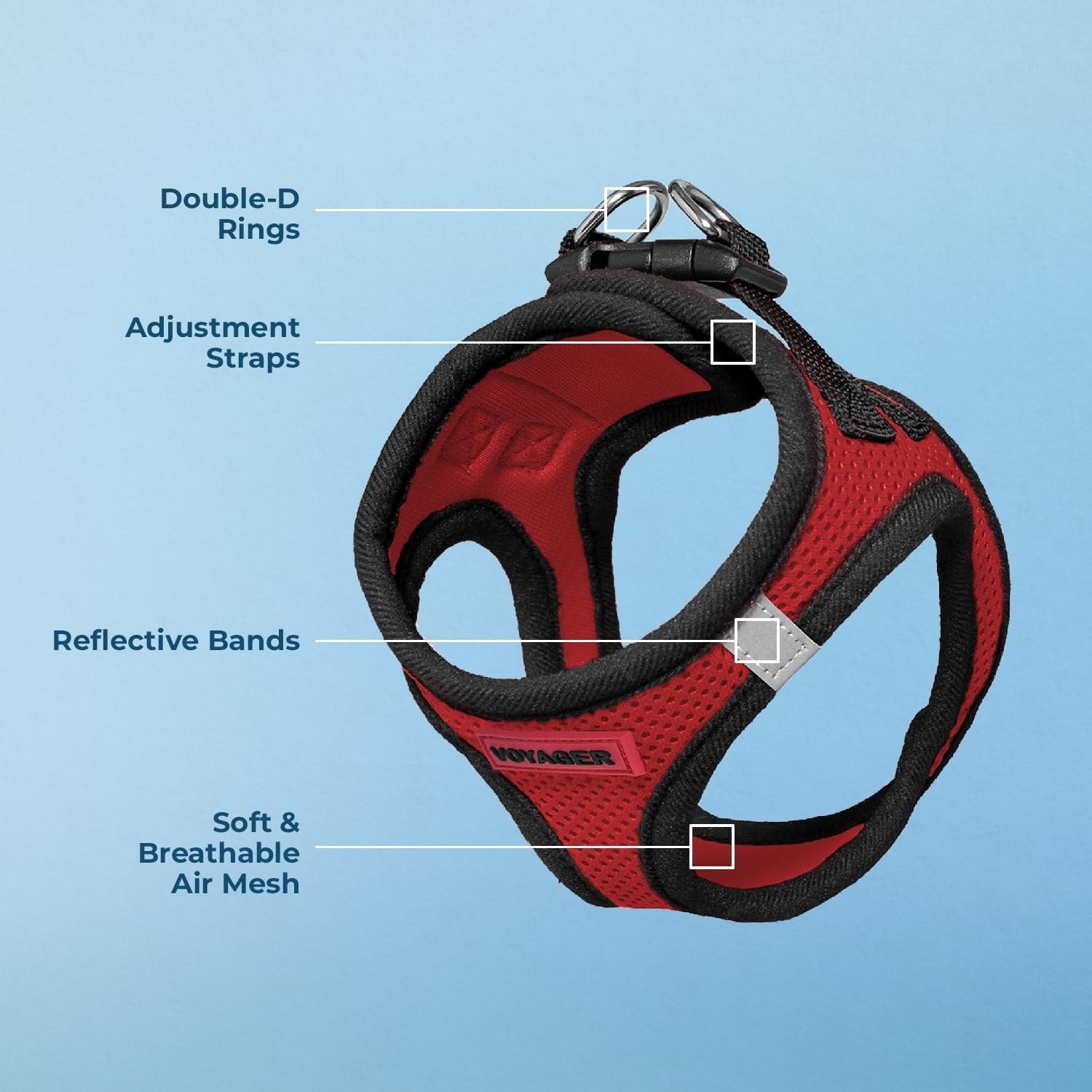 image:imageBest Pet Supplies Voyager Stepin Air Harness All Weather Mesh Reflective No Pull Harness for Dogs Cats Secure with Hook amp Loop Fastener Buckle Double DRings Fuchsia SHarness RedBlack Trim