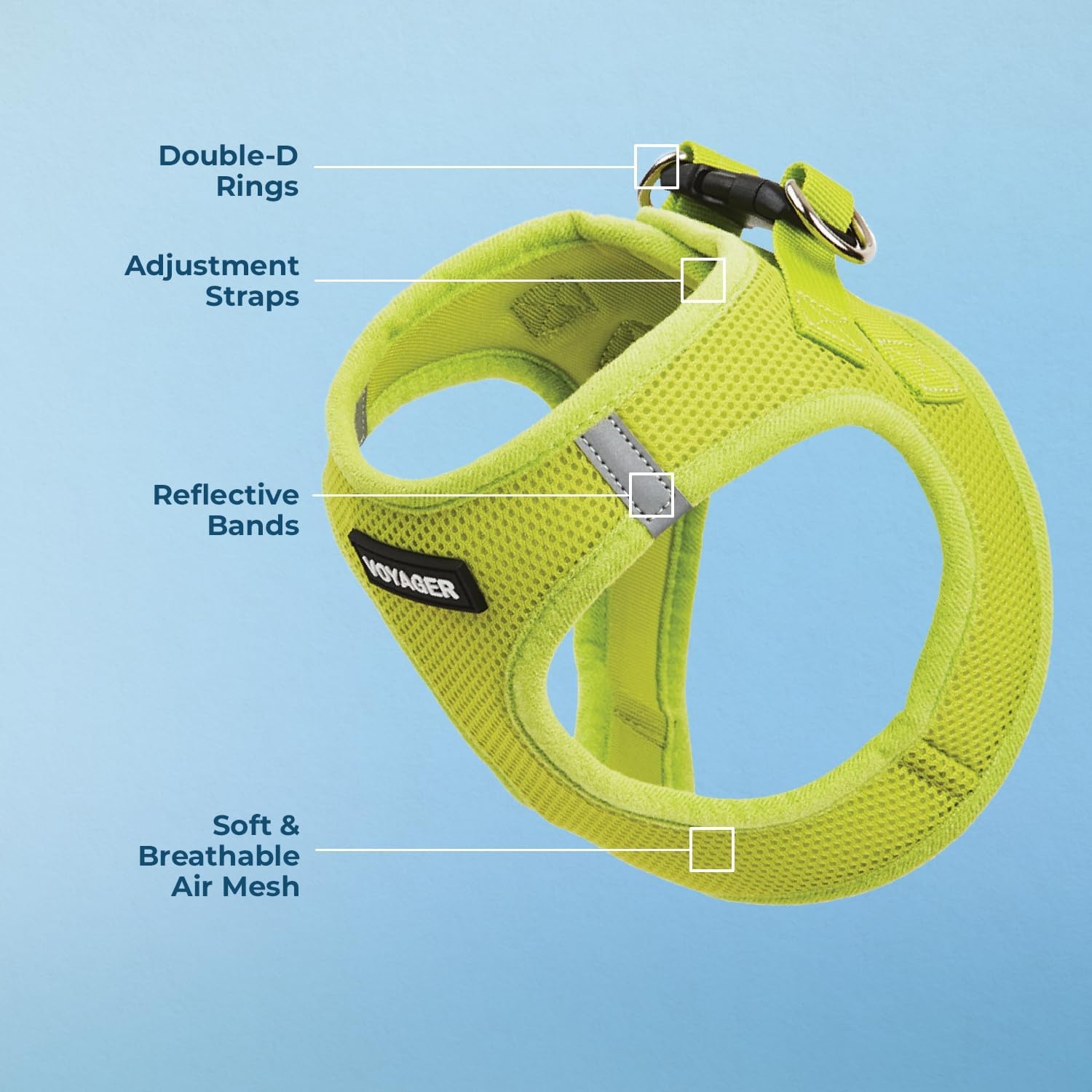 image:imageBest Pet Supplies Voyager Stepin Air Harness All Weather Mesh Reflective No Pull Harness for Dogs Cats Secure with Hook amp Loop Fastener Buckle Double DRings Fuchsia SHarness Lime Green