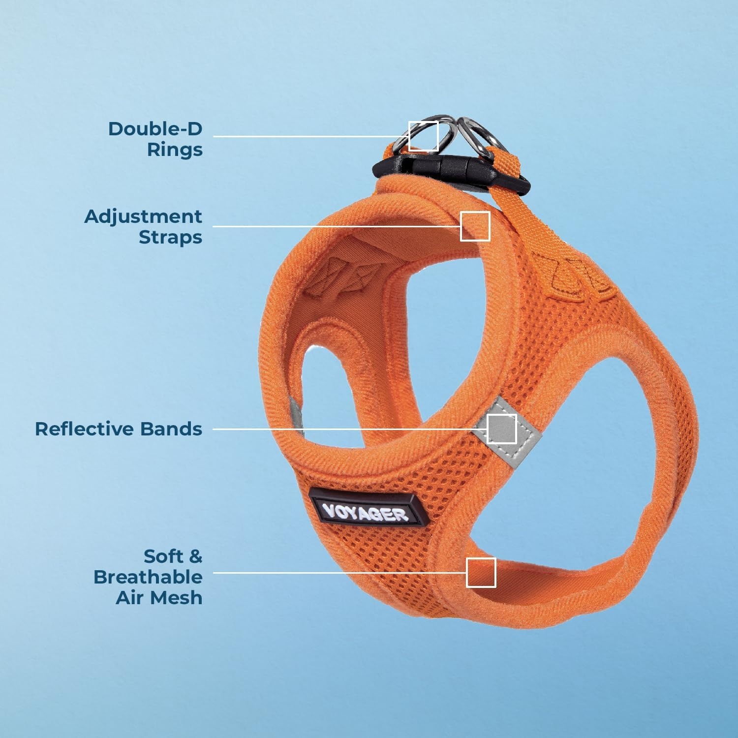 image:imageBest Pet Supplies Voyager Stepin Air Harness All Weather Mesh Reflective No Pull Harness for Dogs Cats Secure with Hook amp Loop Fastener Buckle Double DRings Fuchsia SHarness Orange