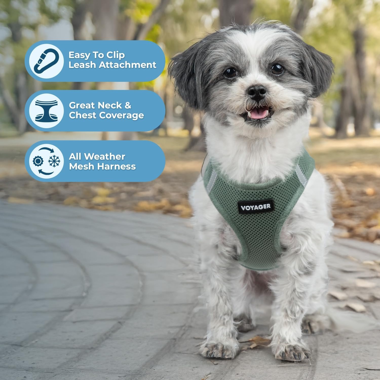 image:imageBest Pet Supplies Voyager Stepin Air Harness All Weather Mesh Reflective No Pull Harness for Dogs Cats Secure with Hook amp Loop Fastener Buckle Double DRings Fuchsia SHarness Moss Green