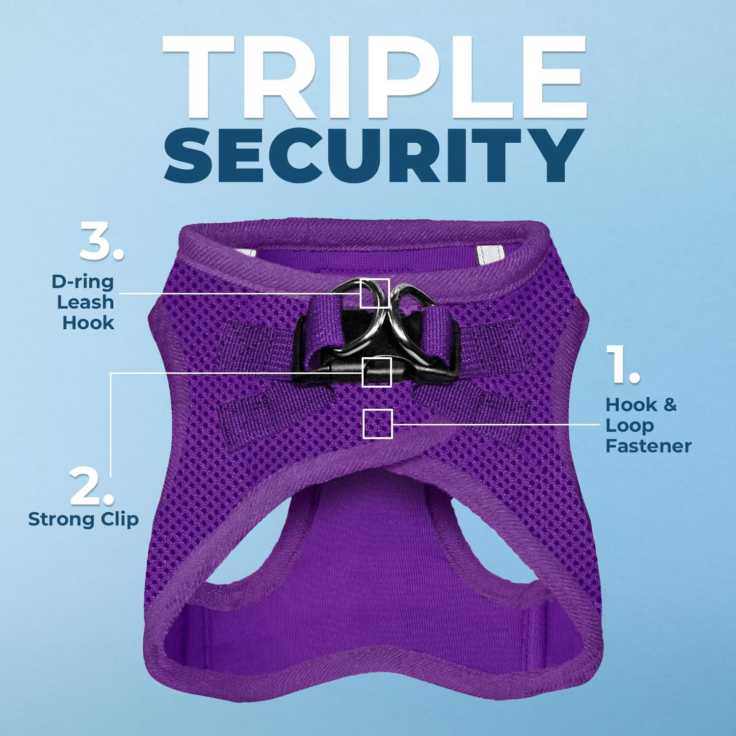 image:imageBest Pet Supplies Voyager Stepin Air Harness All Weather Mesh Reflective No Pull Harness for Dogs Cats Secure with Hook amp Loop Fastener Buckle Double DRings Fuchsia SHarness Purple