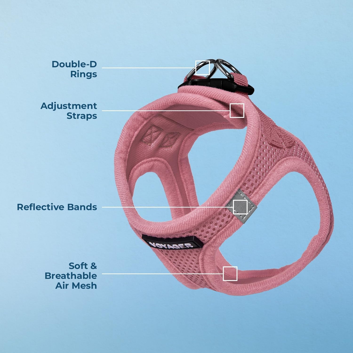 image:imageBest Pet Supplies Voyager Stepin Air Harness All Weather Mesh Reflective No Pull Harness for Dogs Cats Secure with Hook amp Loop Fastener Buckle Double DRings Fuchsia SHarness Pink