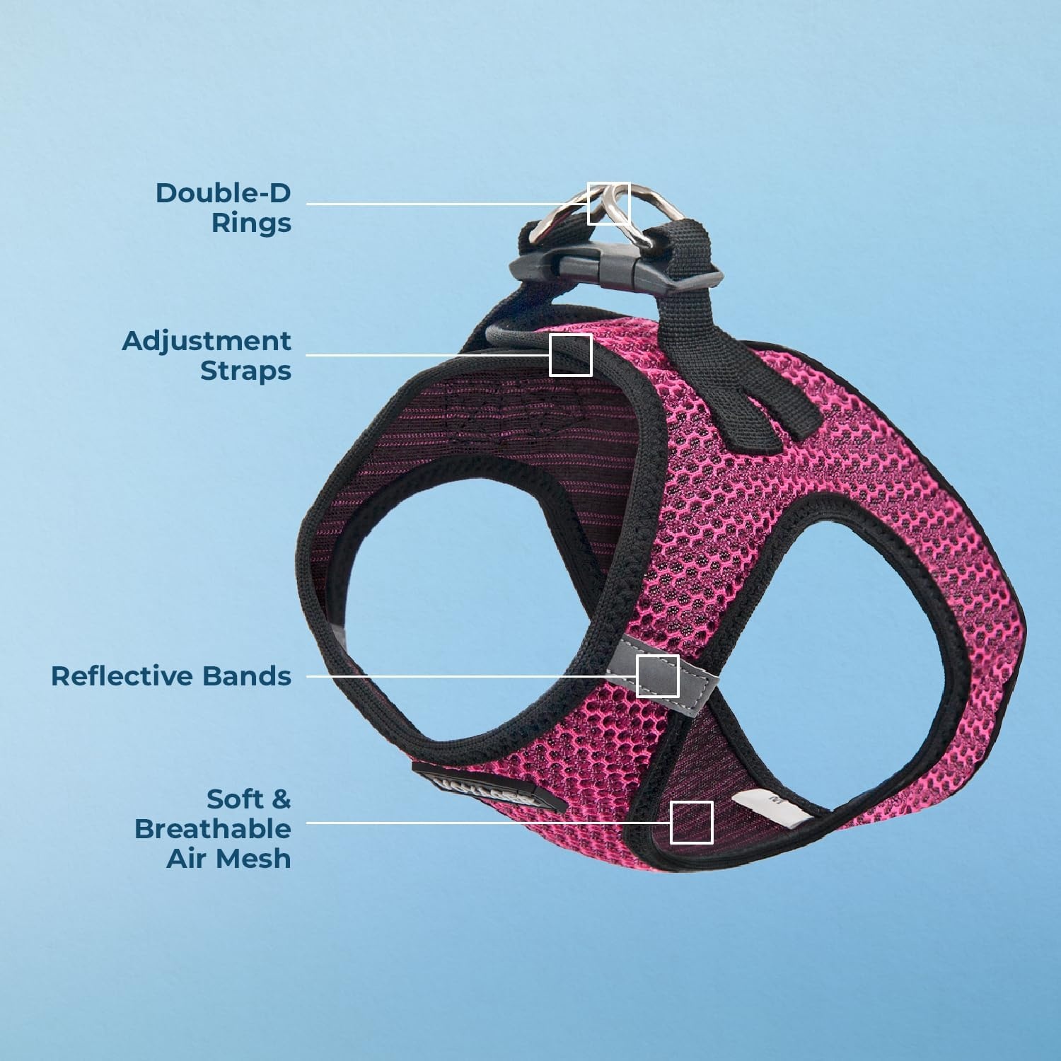 image:imageBest Pet Supplies Voyager Stepin Air Harness All Weather Mesh Reflective No Pull Harness for Dogs Cats Secure with Hook amp Loop Fastener Buckle Double DRings Fuchsia SHarness Fuchsia 2Tone