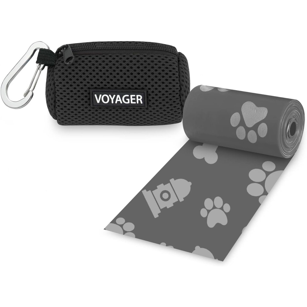 image:imageBest Pet Supplies 2Pack Dog Poop Bag Holder Leash Attachment Color Reusable Mesh Dispenser Pouch for Travel Walking Park and Outdoor Use Soft and Durable with ClipOn Mesh Baby BlueMesh Black