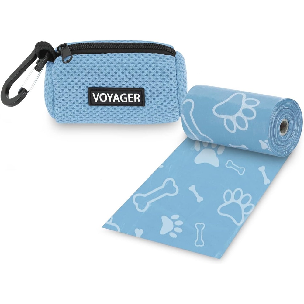 image:imageBest Pet Supplies 2Pack Dog Poop Bag Holder Leash Attachment Color Reusable Mesh Dispenser Pouch for Travel Walking Park and Outdoor Use Soft and Durable with ClipOn Mesh Baby BlueMesh Baby Blue