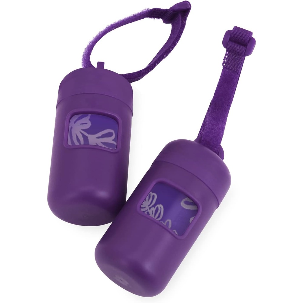 image:imageBest Pet Supplies 2Pack Dog Poop Bag Holder Leash Attachment Color Reusable Mesh Dispenser Pouch for Travel Walking Park and Outdoor Use Soft and Durable with ClipOn Mesh Baby BluePlastic Purple