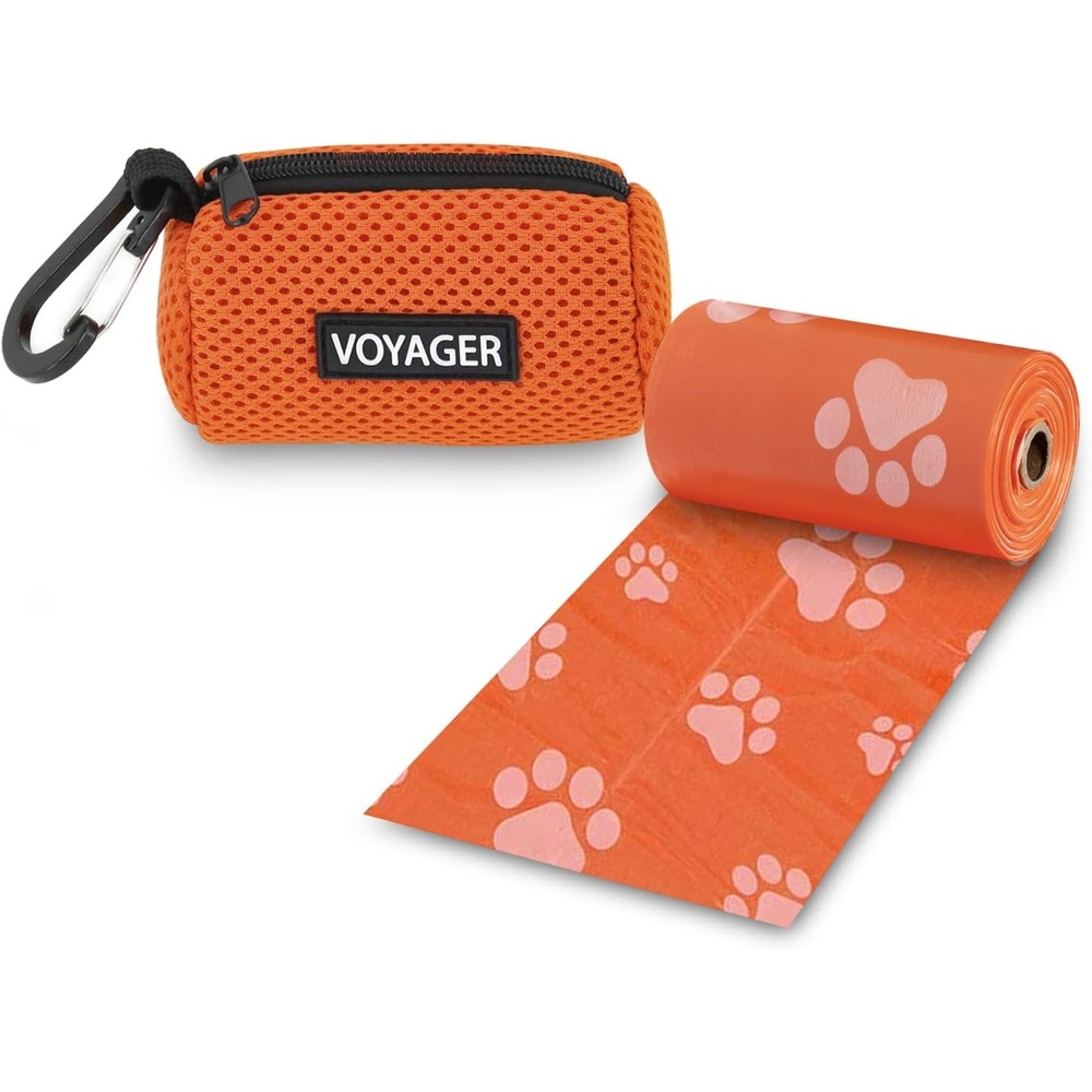 image:imageBest Pet Supplies 2Pack Dog Poop Bag Holder Leash Attachment Color Reusable Mesh Dispenser Pouch for Travel Walking Park and Outdoor Use Soft and Durable with ClipOn Mesh Baby BlueMesh Orange