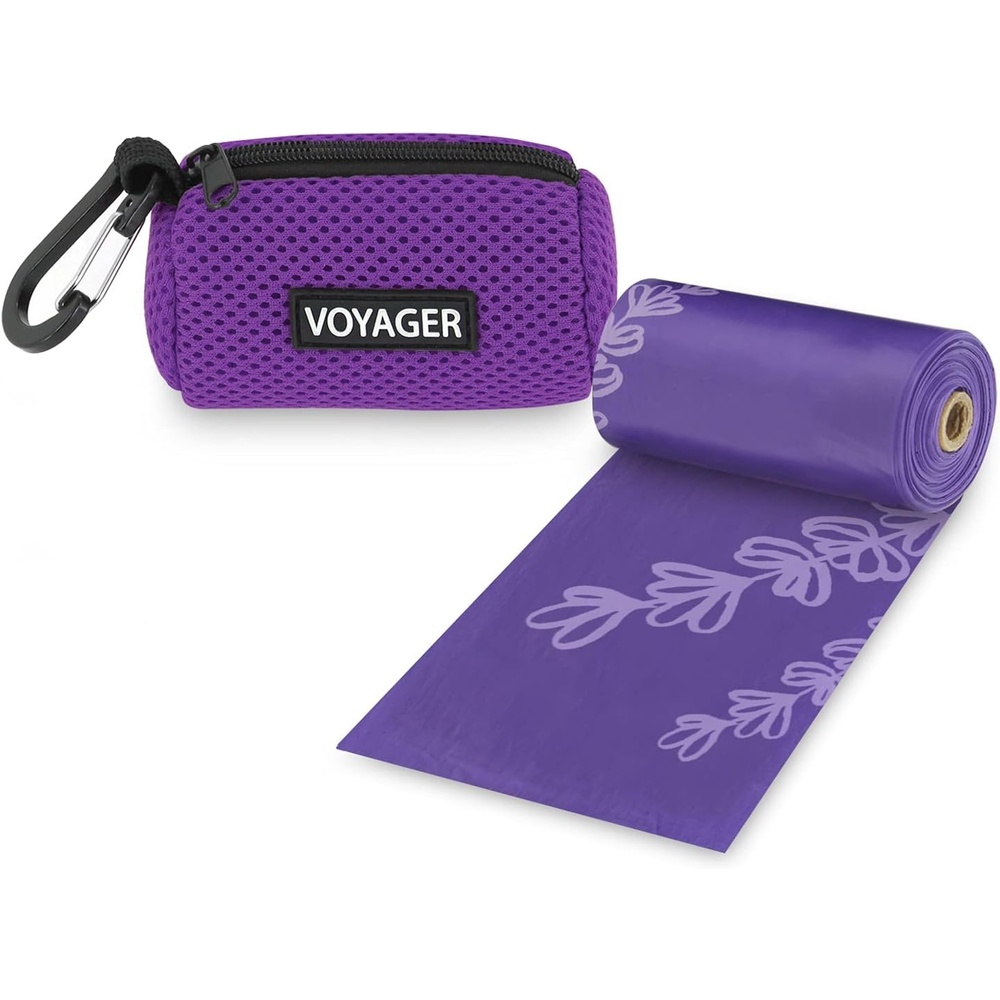 image:imageBest Pet Supplies 2Pack Dog Poop Bag Holder Leash Attachment Color Reusable Mesh Dispenser Pouch for Travel Walking Park and Outdoor Use Soft and Durable with ClipOn Mesh Baby BlueMesh Purple