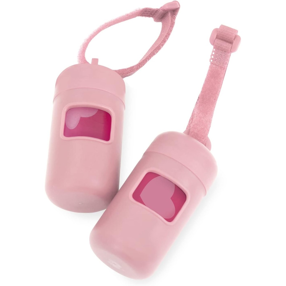 image:imageBest Pet Supplies 2Pack Dog Poop Bag Holder Leash Attachment Color Reusable Mesh Dispenser Pouch for Travel Walking Park and Outdoor Use Soft and Durable with ClipOn Mesh Baby BluePlastic Pink