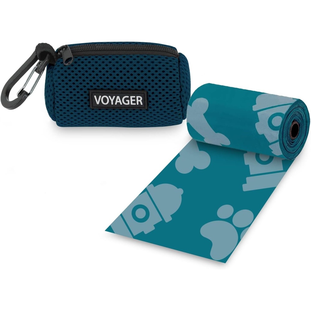 image:imageBest Pet Supplies 2Pack Dog Poop Bag Holder Leash Attachment Color Reusable Mesh Dispenser Pouch for Travel Walking Park and Outdoor Use Soft and Durable with ClipOn Mesh Baby BlueMesh Prussian Blue