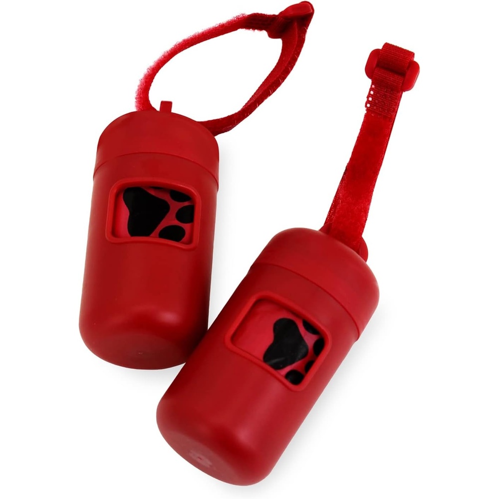 image:imageBest Pet Supplies 2Pack Dog Poop Bag Holder Leash Attachment Color Reusable Mesh Dispenser Pouch for Travel Walking Park and Outdoor Use Soft and Durable with ClipOn Mesh Baby BluePlastic Red